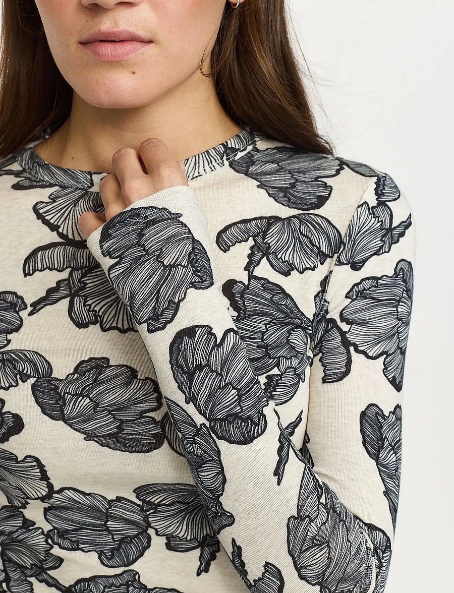 Soft Rebels - SRRoman O-neck Printed - flower frill arctic wolf - 4