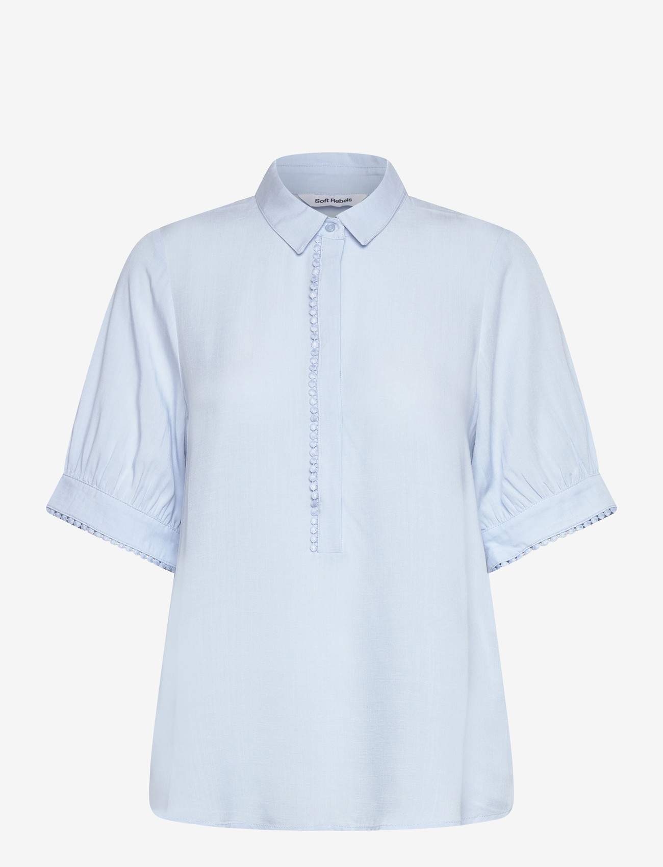 Soft Rebels - SREbba Mayson Blouse - lühikeste varrukatega pluusid - 678 windsurfer - 1