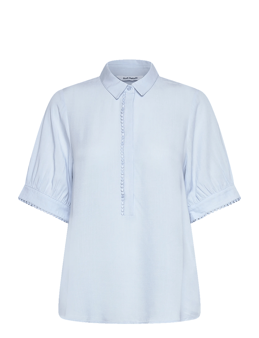 Soft Rebels - SREbba Mayson Blouse - lühikeste varrukatega pluusid - 678 windsurfer - 1