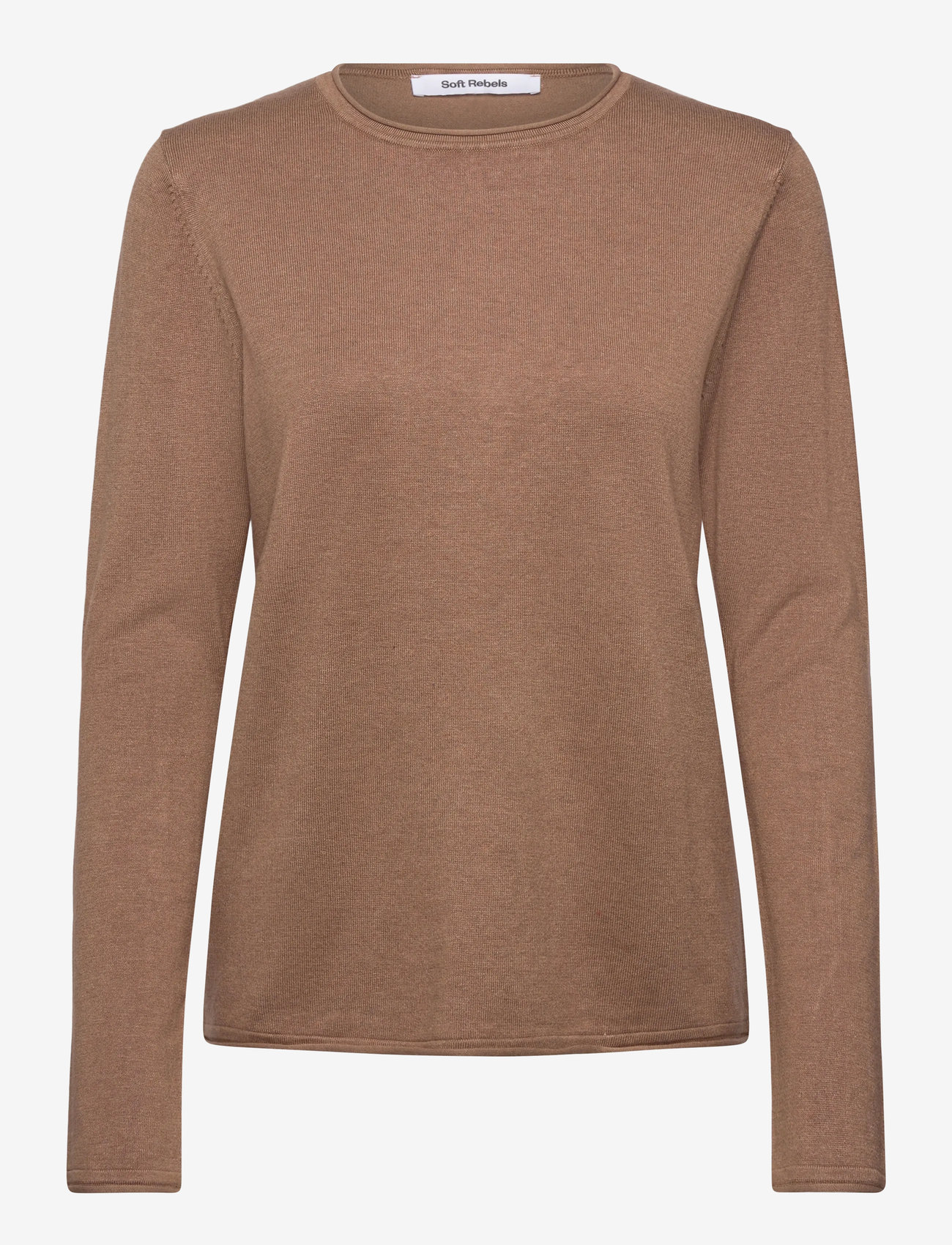 Soft Rebels - SRMarla O-neck Roll Egde Knit - pullover - toasted coconut melange - 1