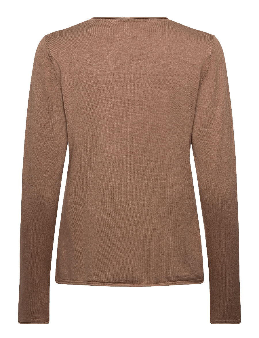 Soft Rebels - SRMarla O-neck Knit Roll Edge - stickade tröjor - toasted coconut melange - 2