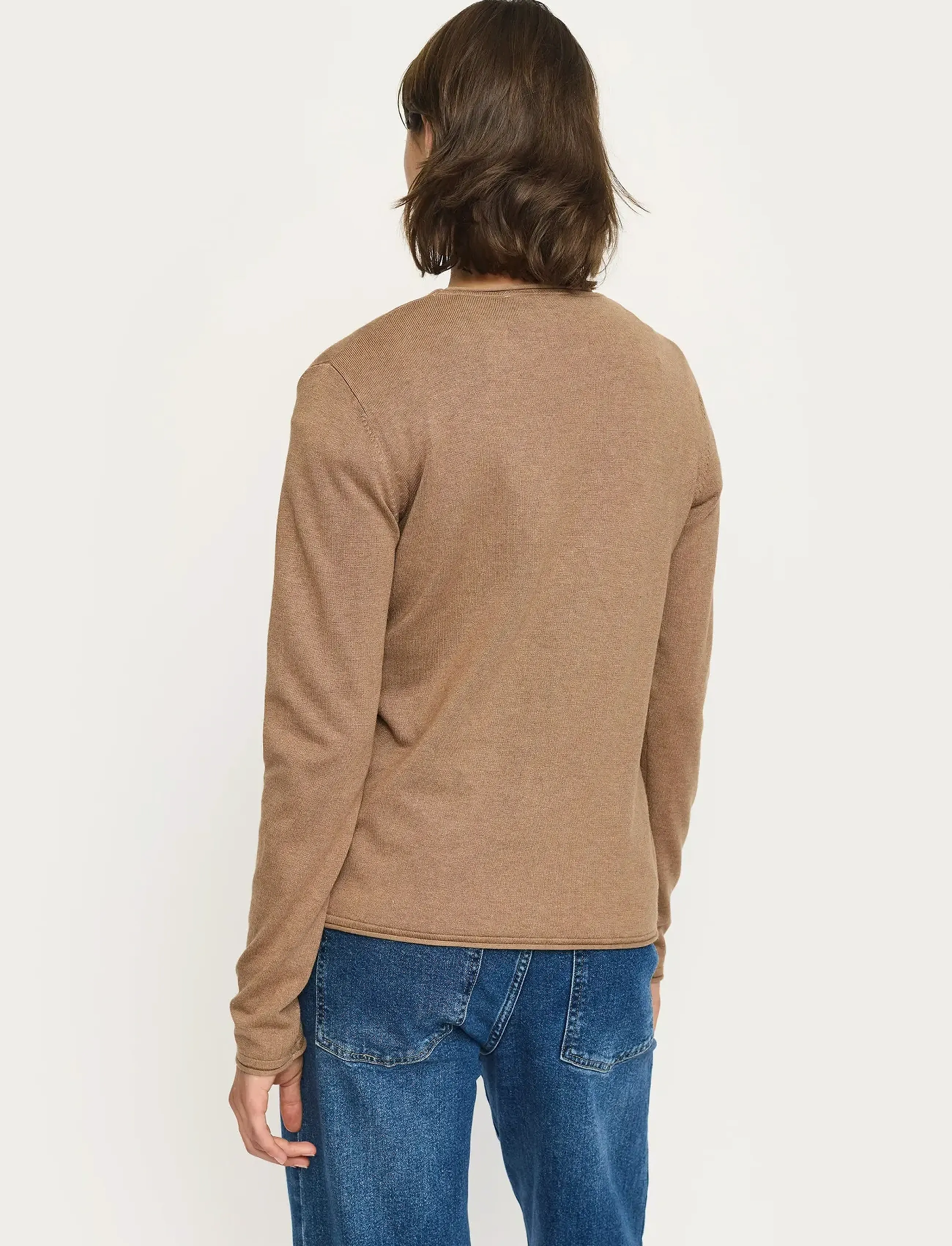 Soft Rebels - SRMarla O-neck Roll Edge Knit - striktrøjer - toasted coconut melange - 3