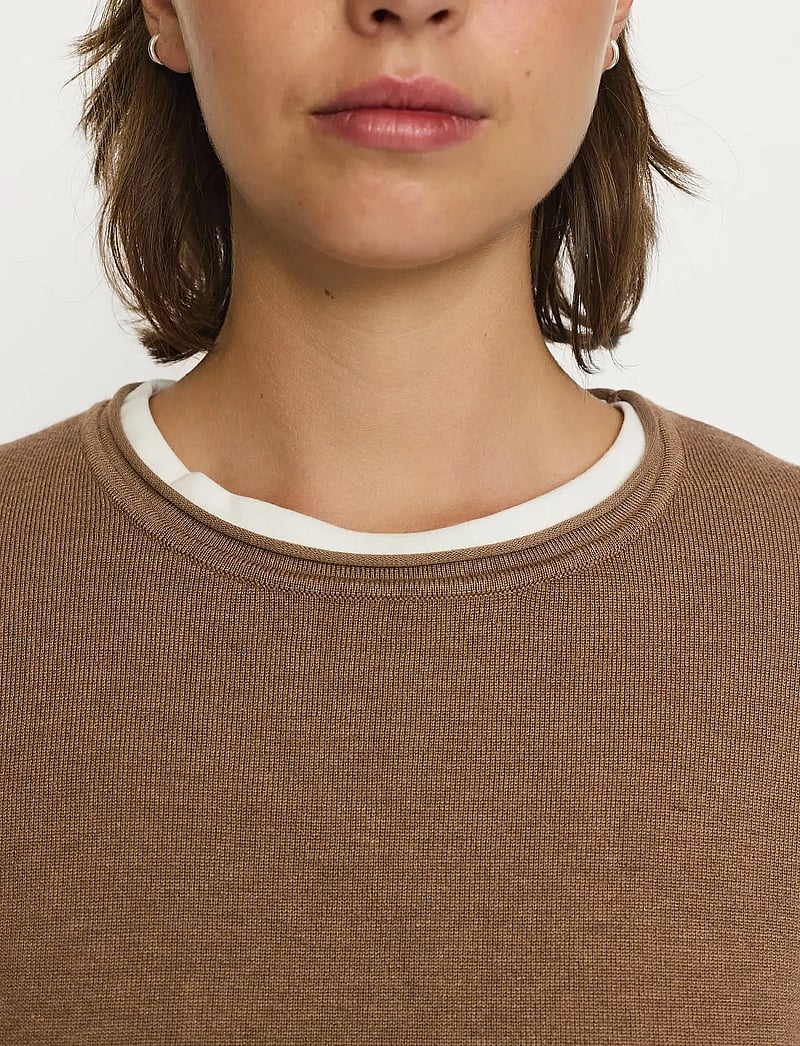Soft Rebels - SRMarla O-Neck Roll Edge Knit - sviitrid - toasted coconut melange - 4