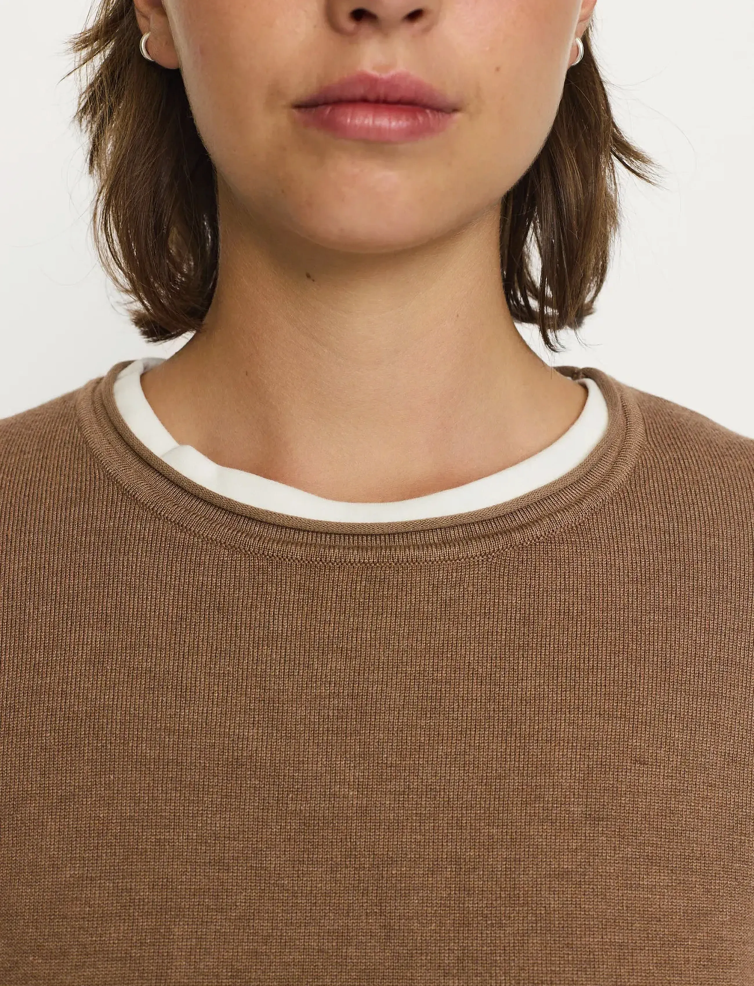 Soft Rebels - SRMarla O-neck Roll Edge Knit - striktrøjer - toasted coconut melange - 4