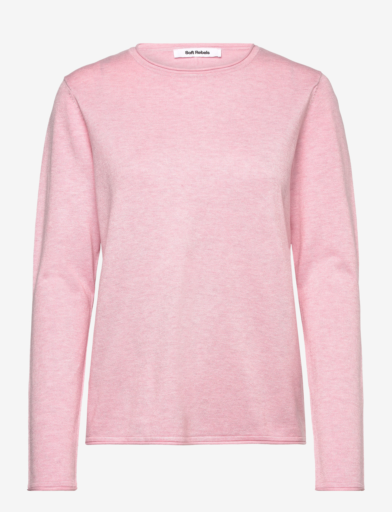 Soft Rebels - SRMarla O-neck Roll Egde Knit - megztiniai - 196 bleached mauve melange - 0