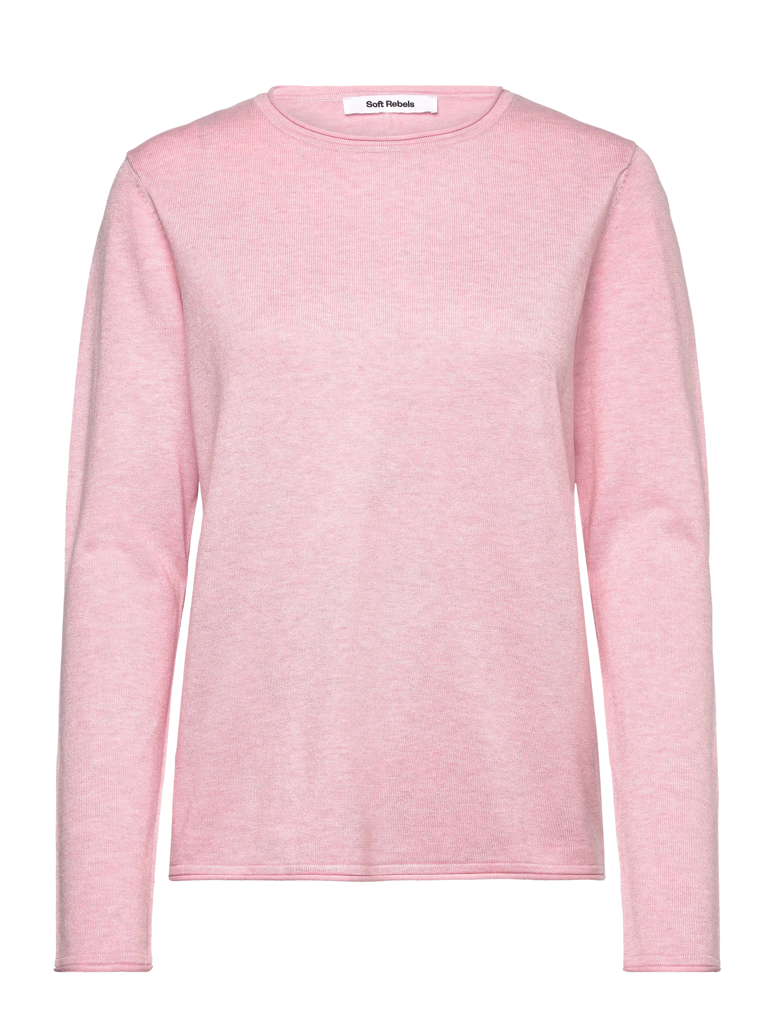 Soft Rebels SRMarla O-neck Roll Egde Knit - Soft Rebels - 196 BLEACHED MAUVE MELANGE / pink/rose