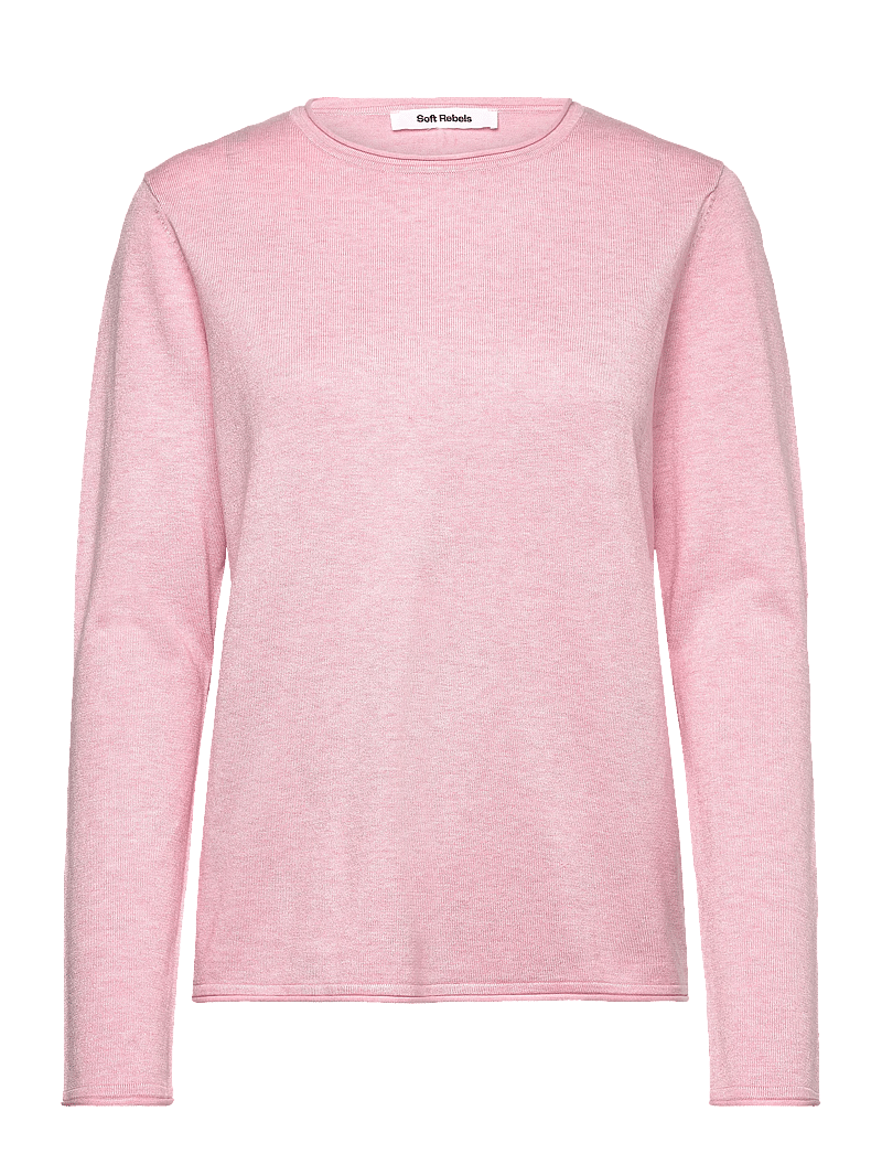 Soft Rebels - SRMarla O-Neck Roll Edge Knit - sviitrid - 196 bleached mauve melange - 1