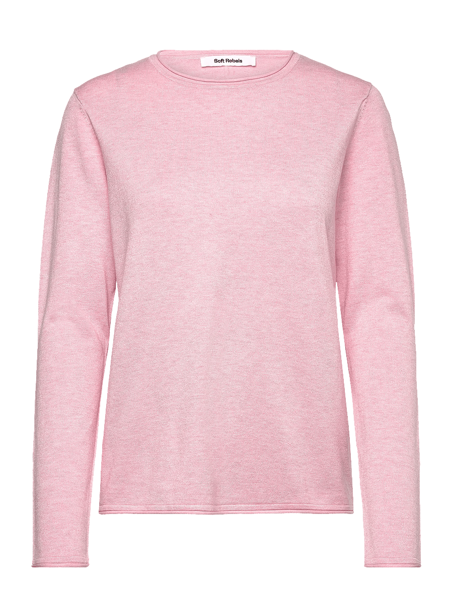 Soft Rebels - SRMarla O-neck Knit Roll Edge - kampsunid - 196 bleached mauve melange - 1