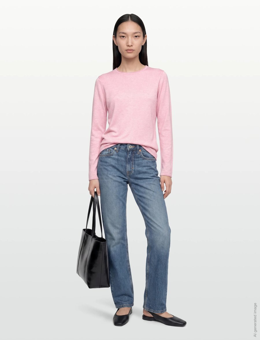 Soft Rebels - SRMarla O-neck Knit Roll Edge - kampsunid - 196 bleached mauve melange - 0