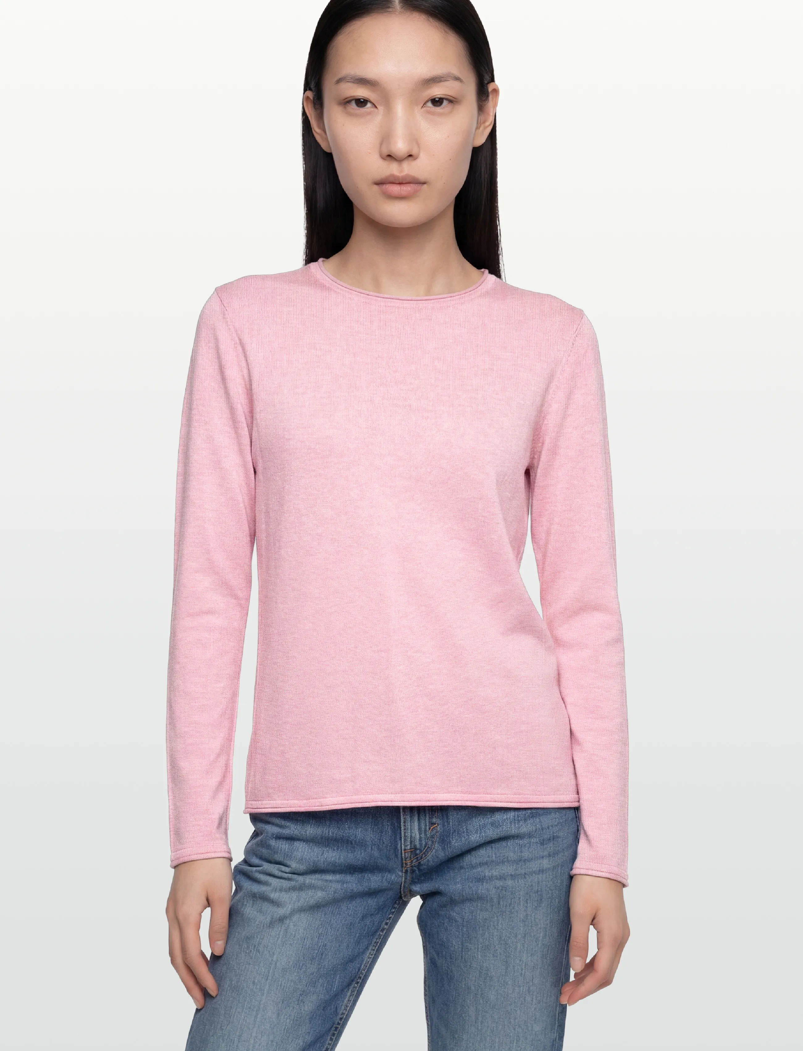 Soft Rebels - SRMarla O-neck Roll Edge Knit - striktrøjer - 196 bleached mauve melange - 3
