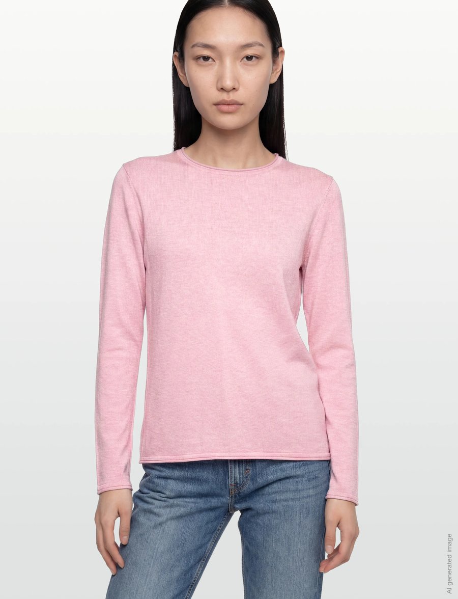 Soft Rebels - SRMarla O-neck Knit Roll Edge - kampsunid - 196 bleached mauve melange - 3