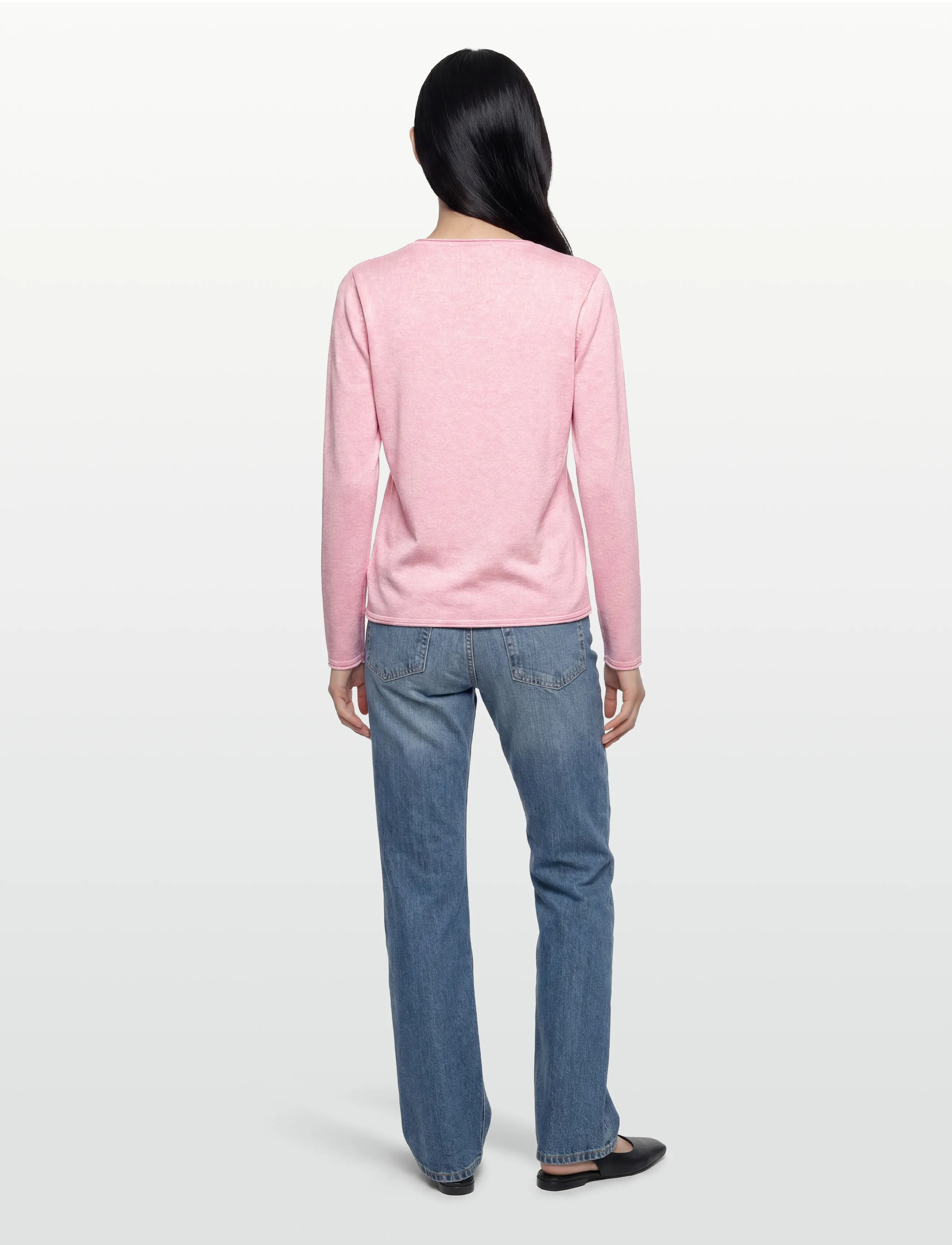 Soft Rebels - SRMarla O-neck Roll Edge Knit - striktrøjer - 196 bleached mauve melange - 4