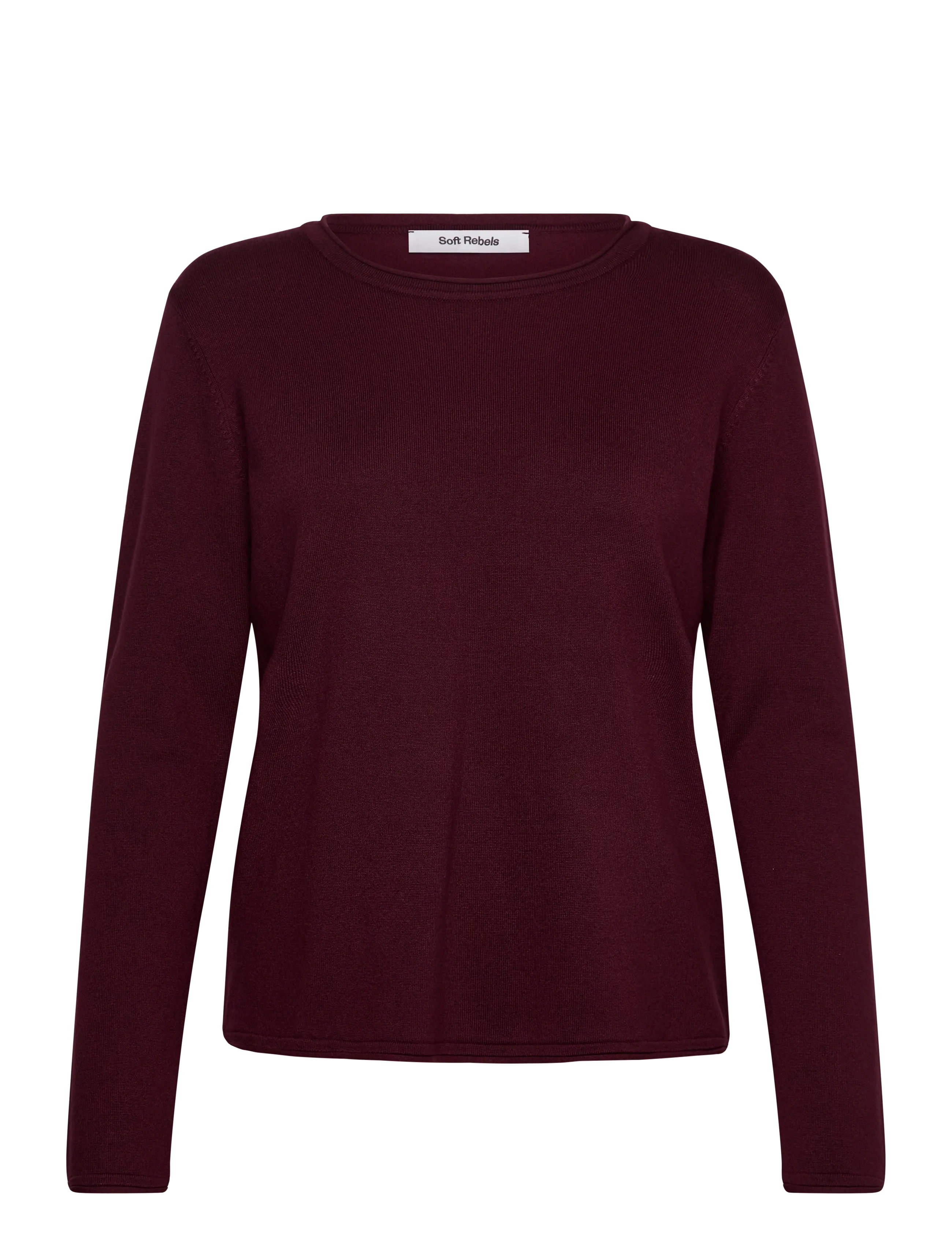 Soft Rebels SRMarla O-neck Knit Roll Edge - Soft Rebels - 365 VINYARD WINE / burgundy