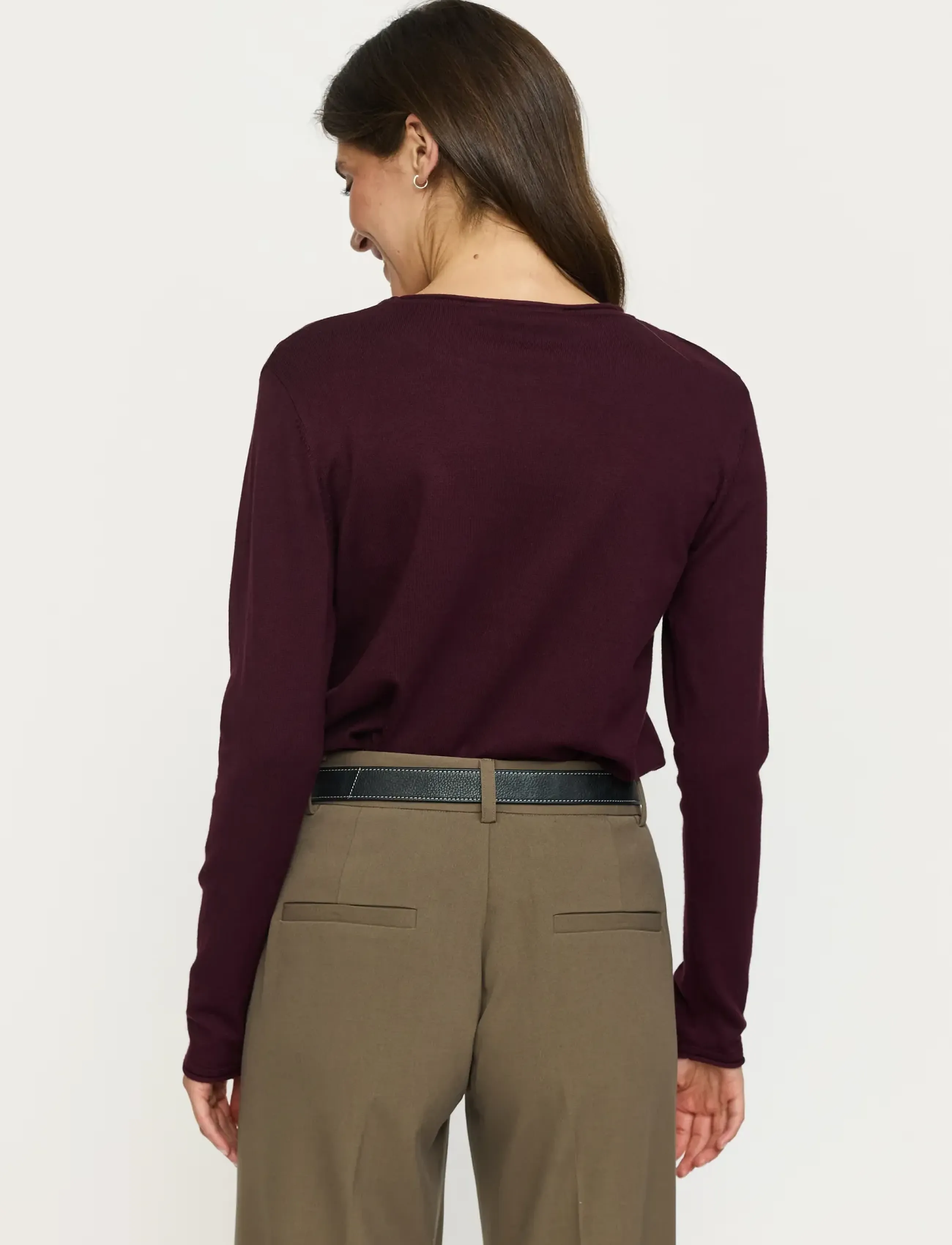 Soft Rebels - SRMarla O-neck Roll Edge Knit - höstkläder - 365 vinyard wine - 3