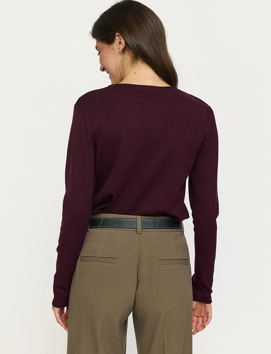 Soft Rebels - SRMarla O-neck Knit Roll Edge - stickade tröjor - 365 vinyard wine - 3