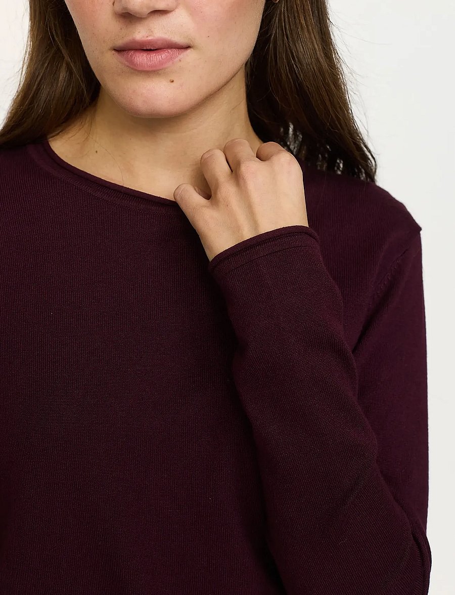 Soft Rebels - SRMarla O-neck Knit Roll Edge - stickade tröjor - 365 vinyard wine - 4