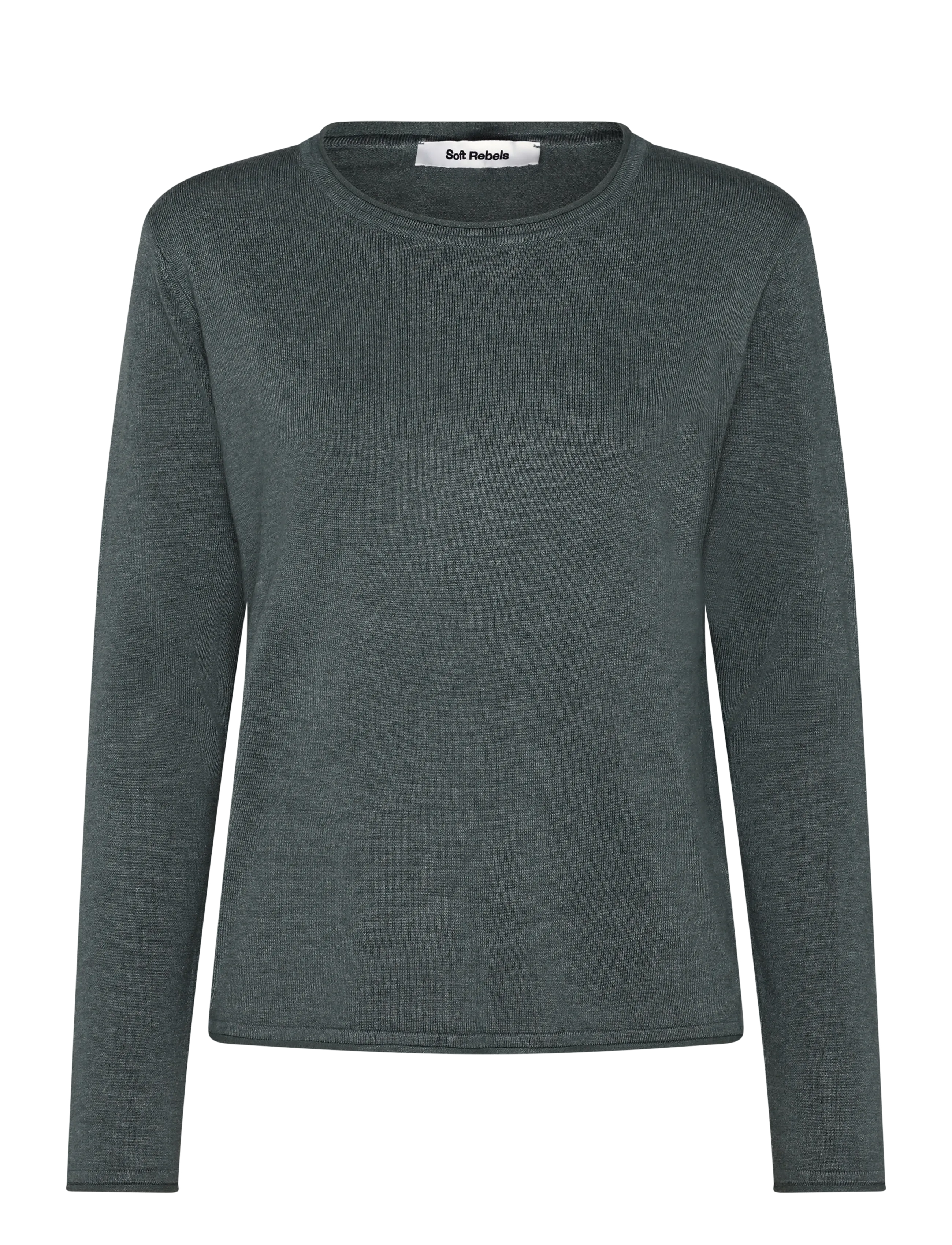 Soft Rebels SRMarla O-neck Knit Roll Edge - Soft Rebels - 371 BALSAM GREEN MELANGE / green
