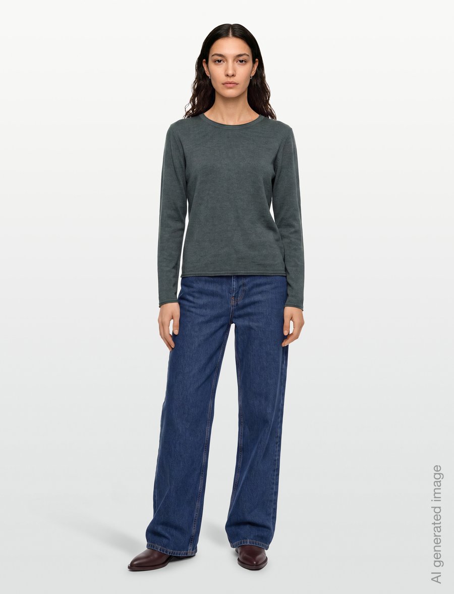 Soft Rebels - SRMarla O-neck Knit Roll Edge - kampsunid - 371 balsam green melange - 0