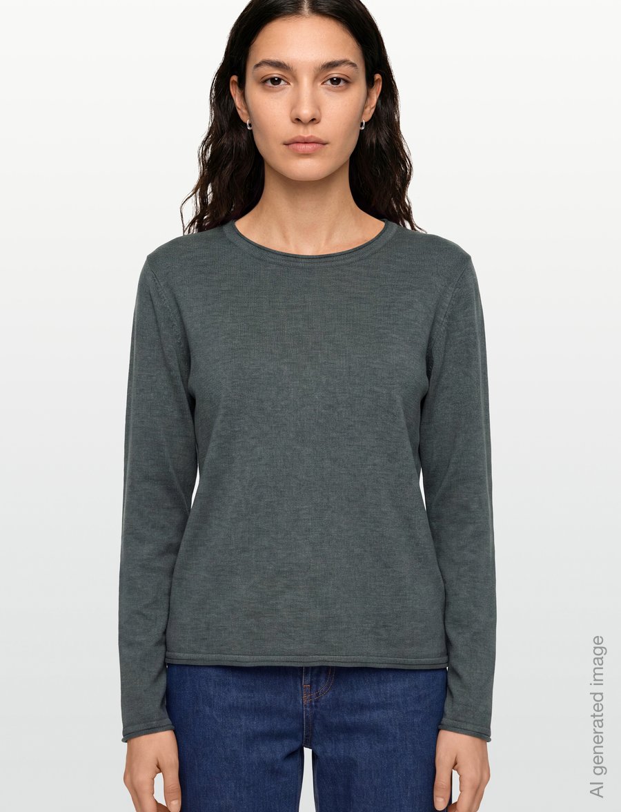 Soft Rebels - SRMarla O-neck Knit Roll Edge - kampsunid - 371 balsam green melange - 3