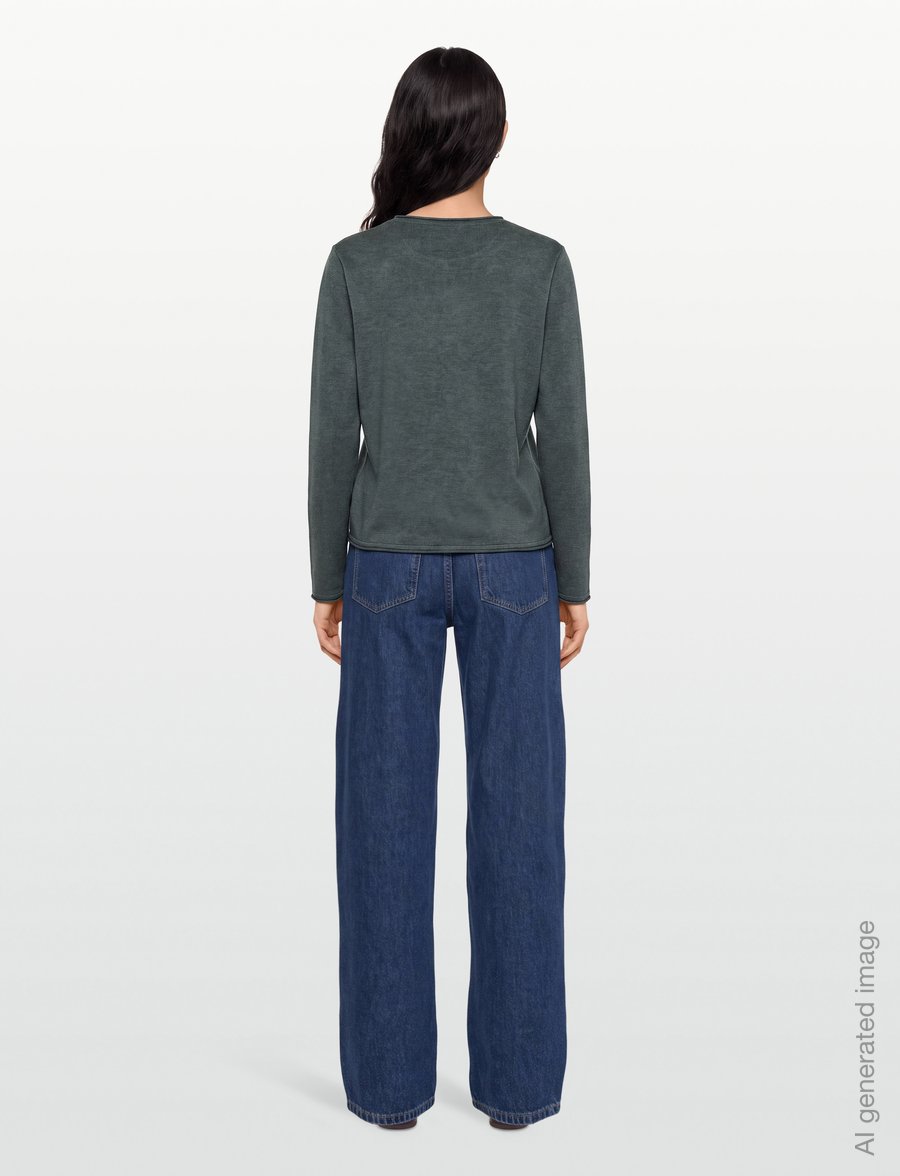 Soft Rebels - SRMarla O-neck Knit Roll Edge - kampsunid - 371 balsam green melange - 4