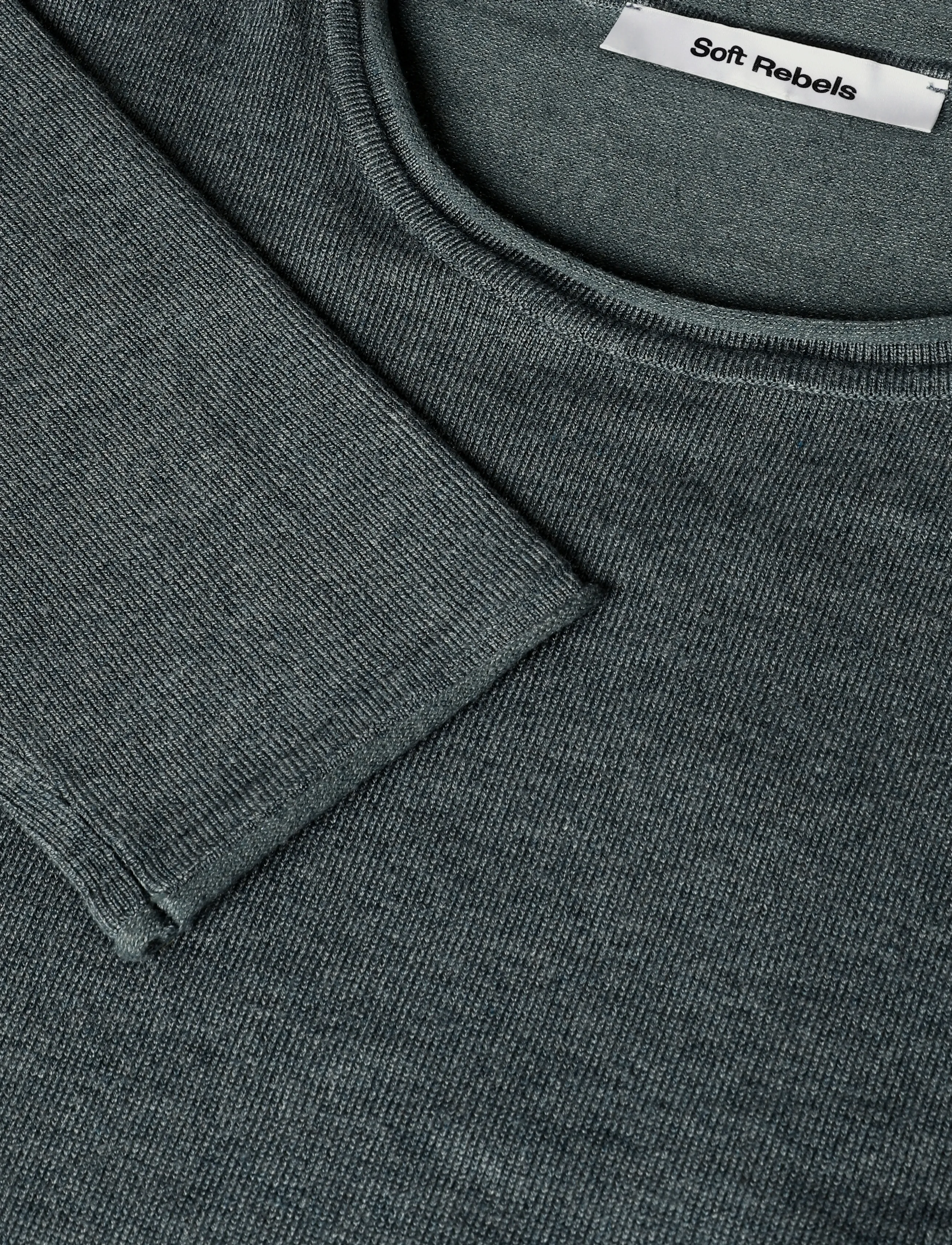 Soft Rebels - SRMarla O-neck Knit Roll Edge - kampsunid - 371 balsam green melange - 5