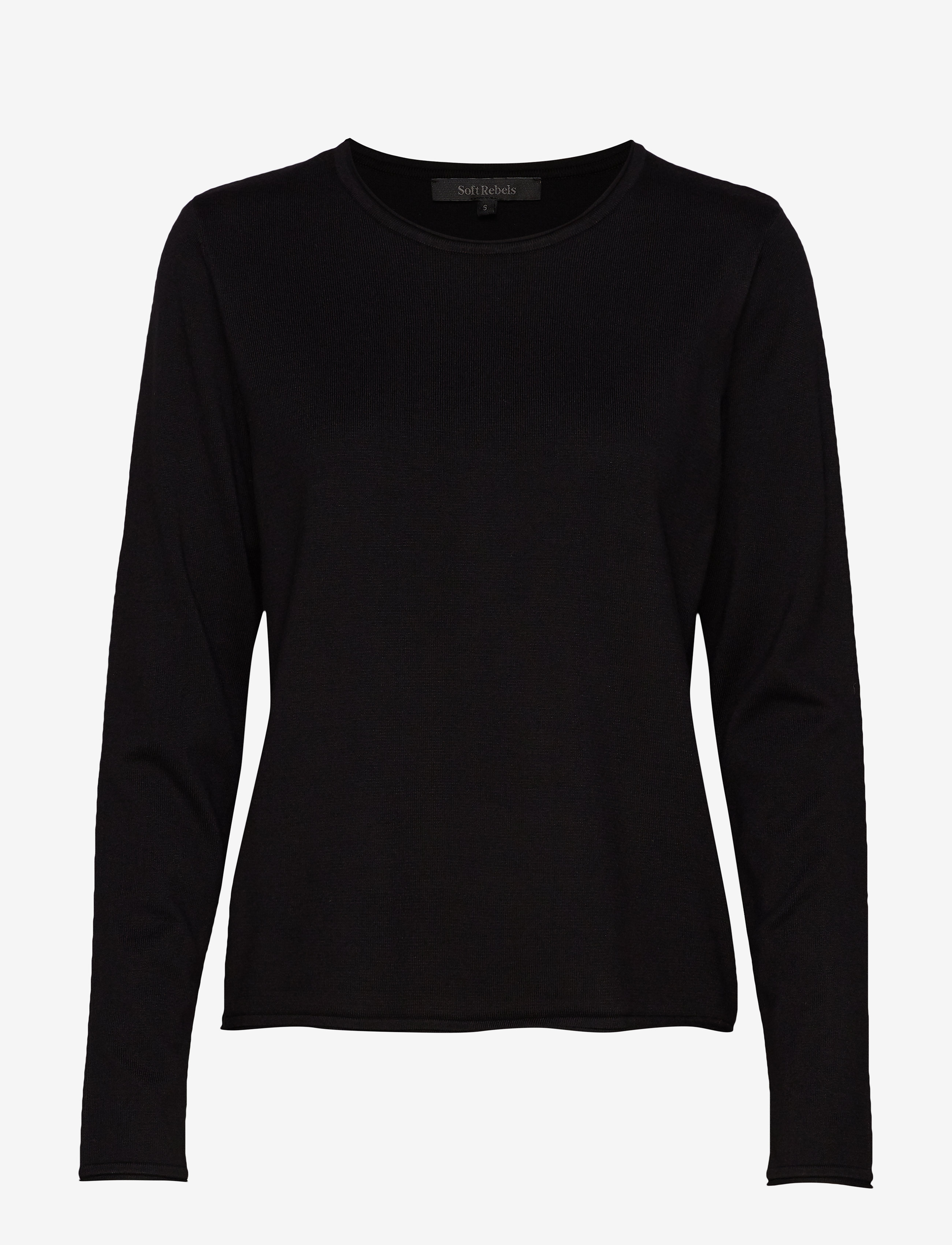 SOFT REBELS Srmarla O-Neck Roll Edge Knit Schwarz - XL - Damen