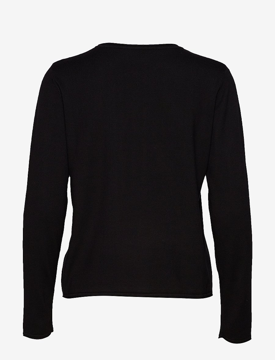 Soft Rebels - SRMarla O-neck Knit Roll Edge - striktrøjer - black - 2