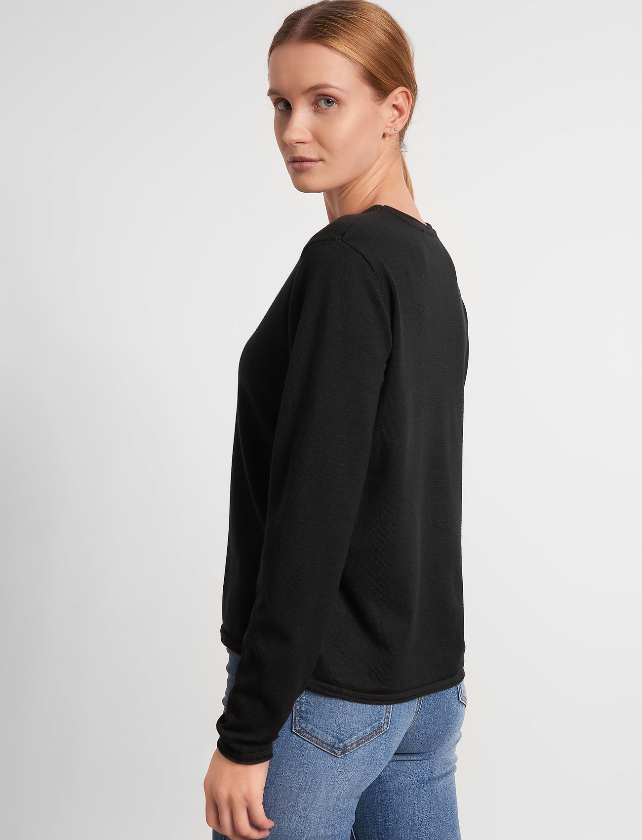 Soft Rebels - SRMarla O-neck Roll Egde Knit - stickade tröjor - black - 3