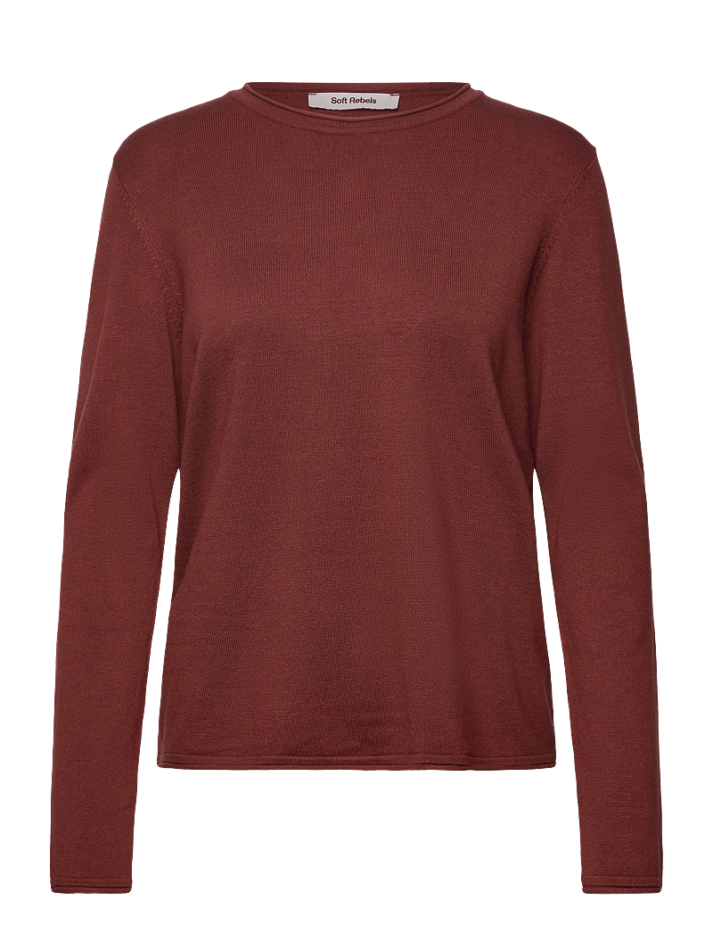 Soft Rebels - SRMarla O-Neck Roll Edge Knit - pullover - cherry mahogany - 0