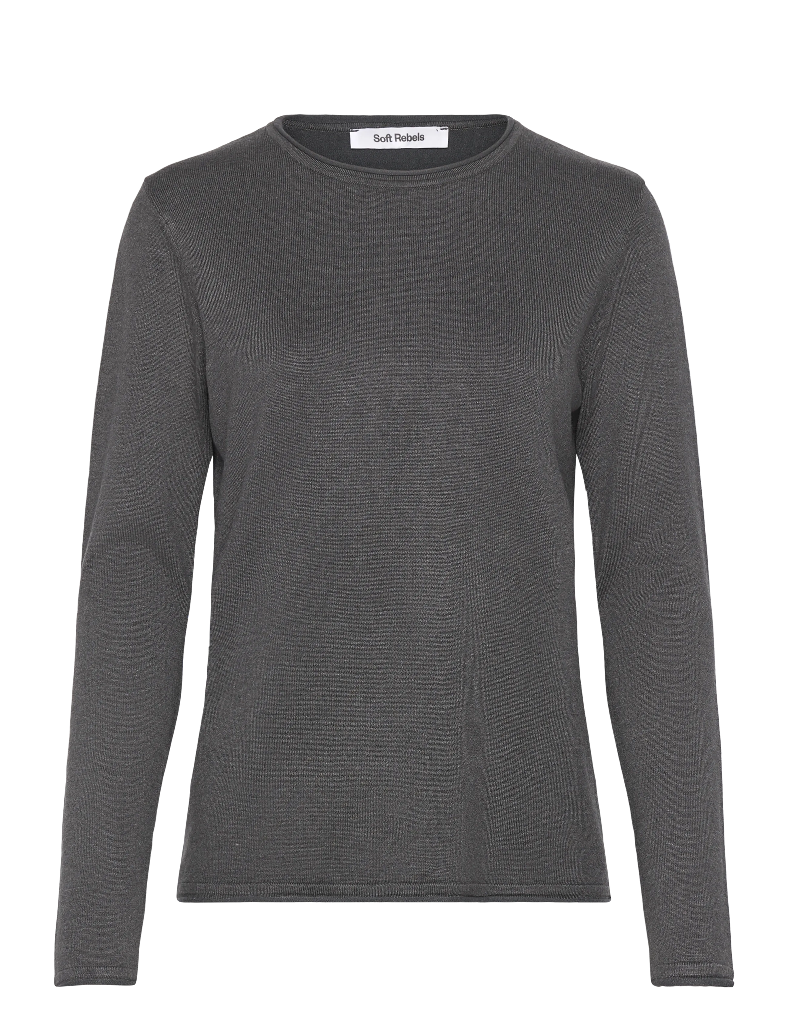 SOFT REBELS Srmarla O-Neck Roll Edge Knit Grau - M - Damen