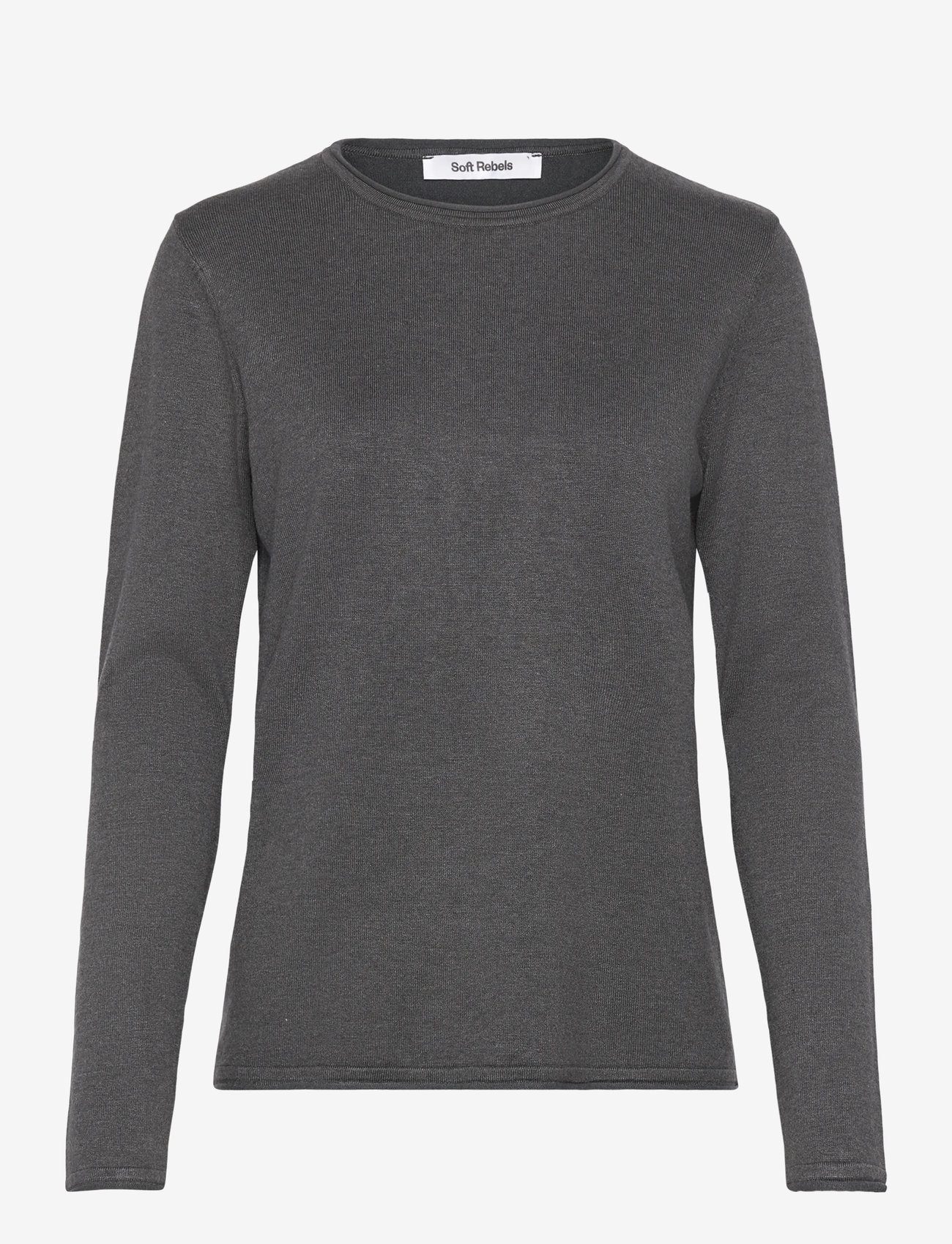 Soft Rebels - SRMarla O-neck Knit Roll Edge - striktrøjer - chimera melange - 0