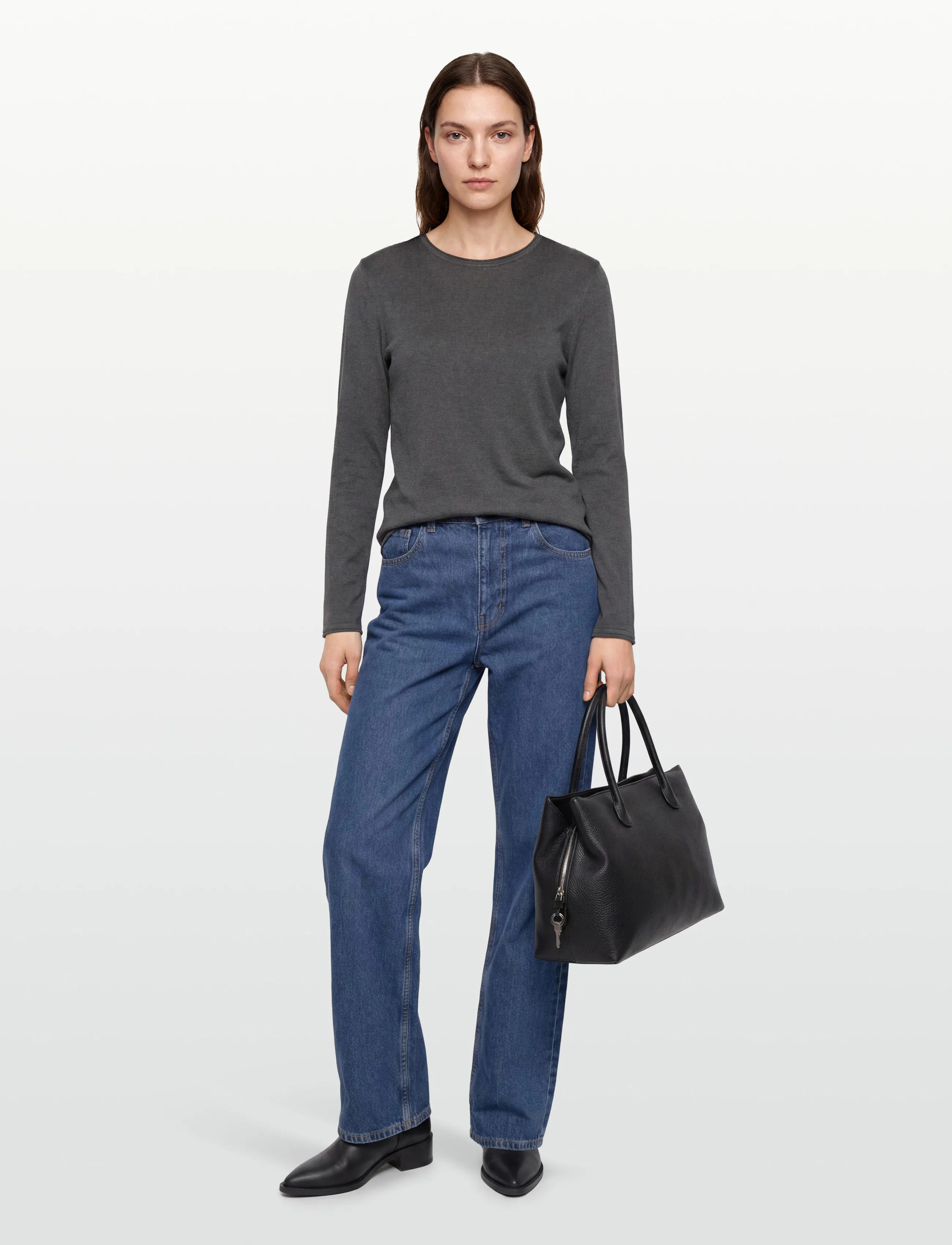 Soft Rebels Srmarla O-Neck Roll Edge Knit, L, Knitwear, Grau - Jumpers, Frauen