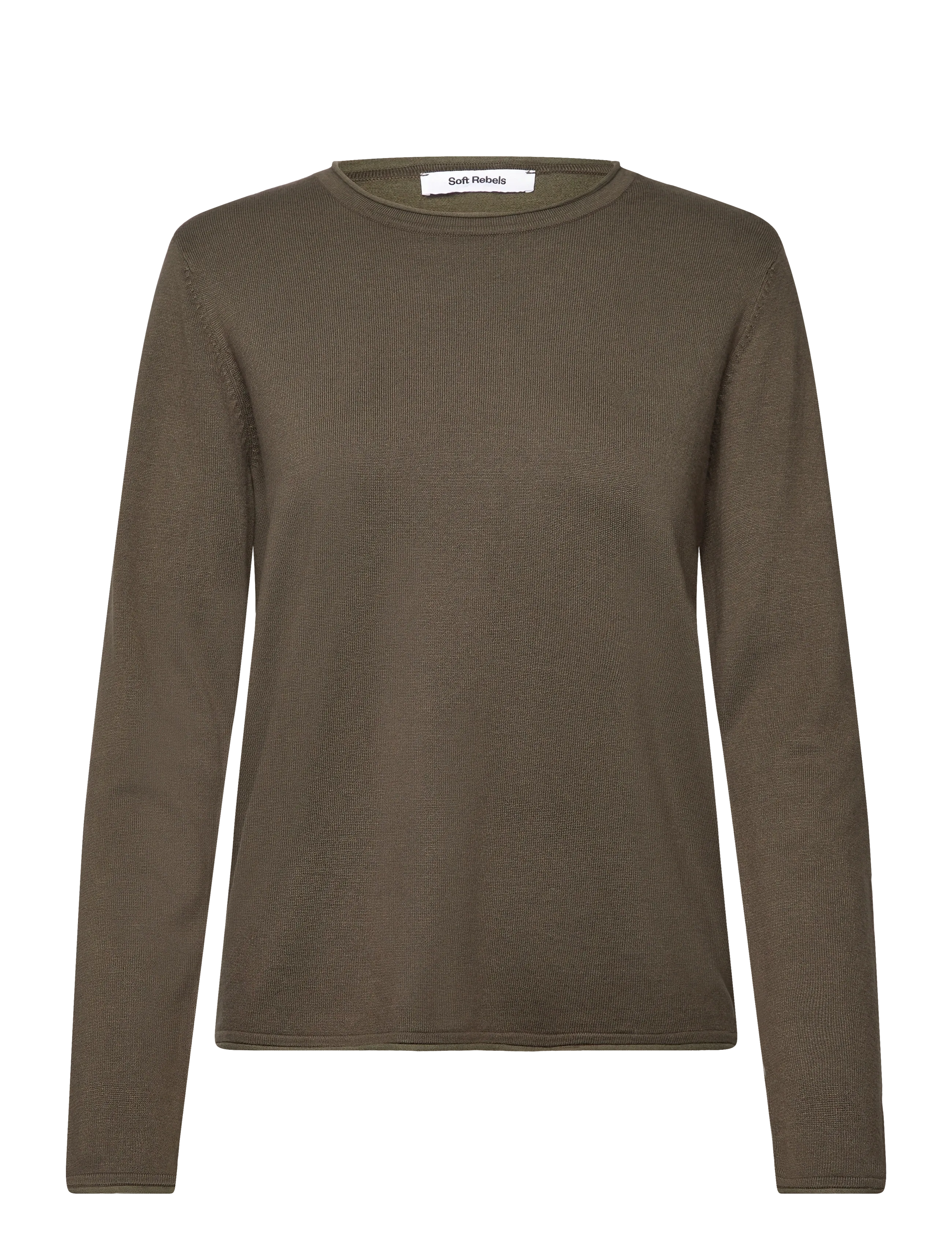 Soft Rebels SRMarla O-Neck Roll Edge Knit - Pullover - GRAPE LEAF / khaki/green