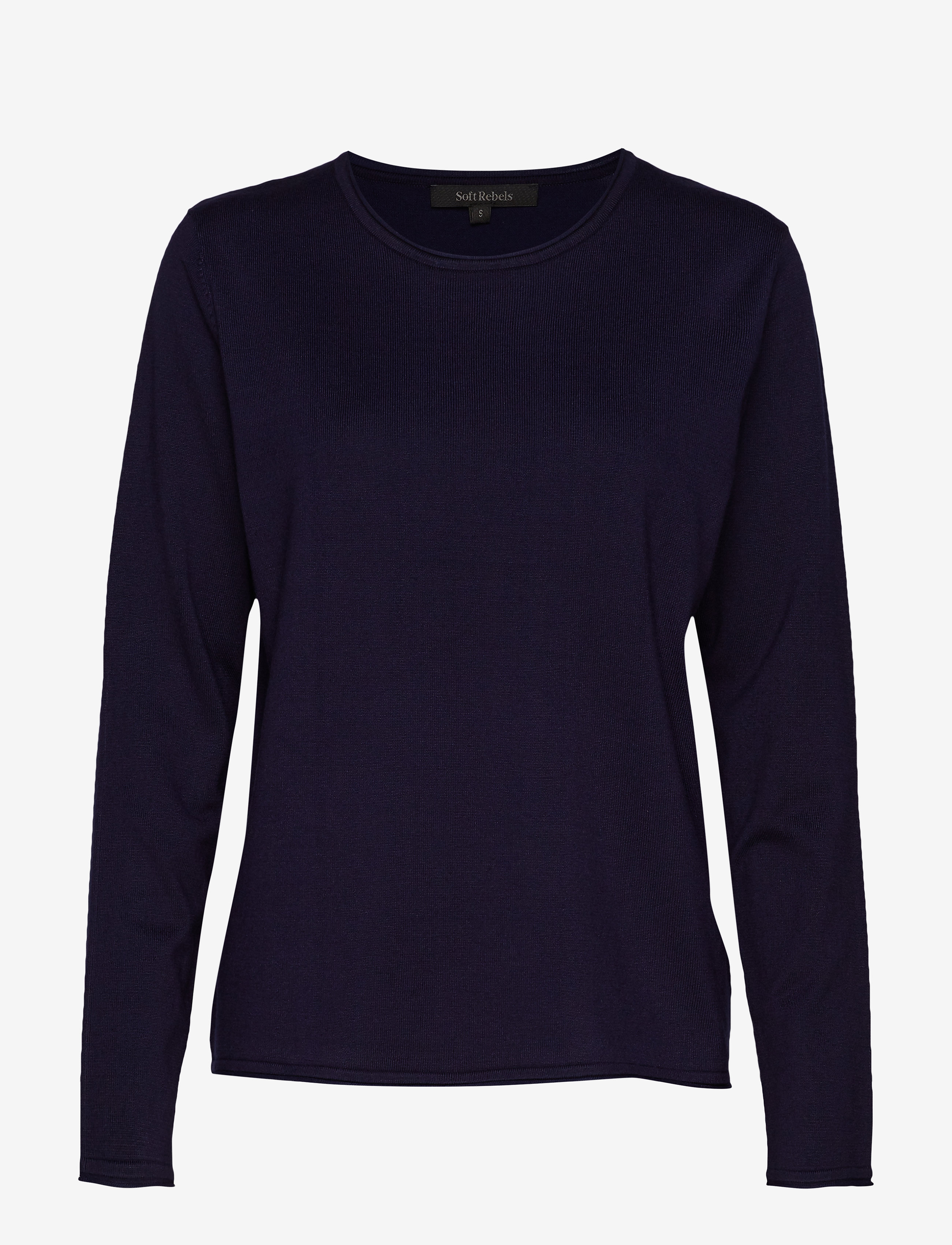 Soft Rebels Srmarla O-Neck Roll Edge Knit, L, Knitwear, Blau - Jumpers, Frauen