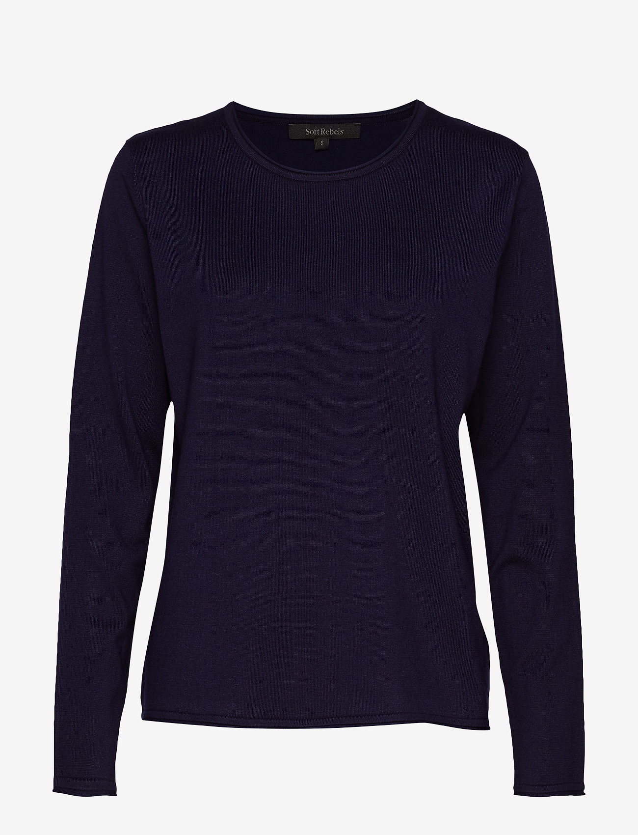 Soft Rebels - SRMarla O-Neck Roll Edge Knit - strikkegensere - total eclipse - 0