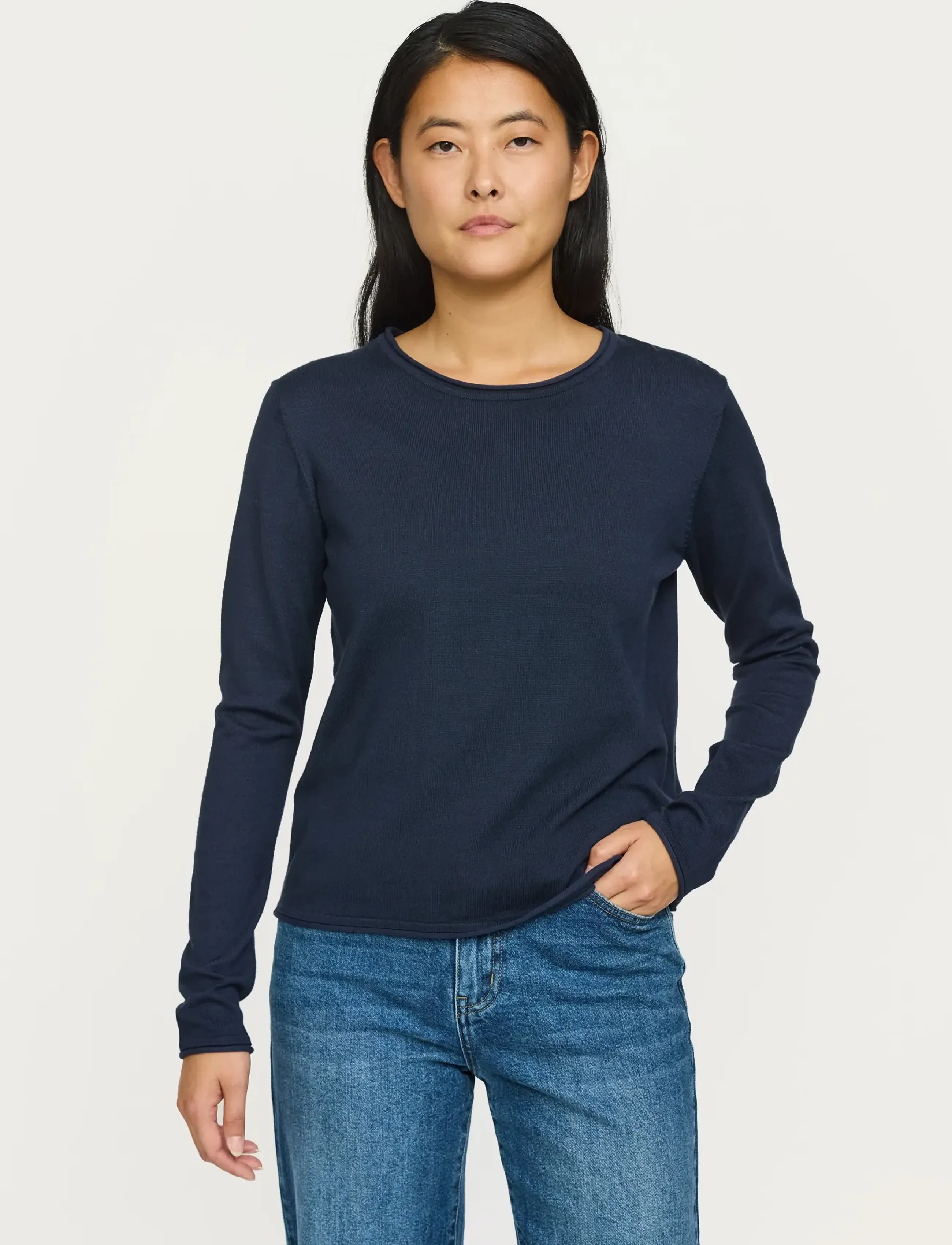 Soft Rebels - SRMarla O-neck Knit Roll Edge - sügisesed riided - total eclipse - 0