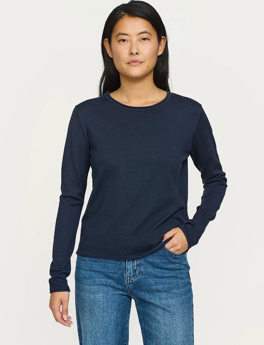 Soft Rebels - SRMarla O-neck Knit Roll Edge - stickade tröjor - total eclipse - 0