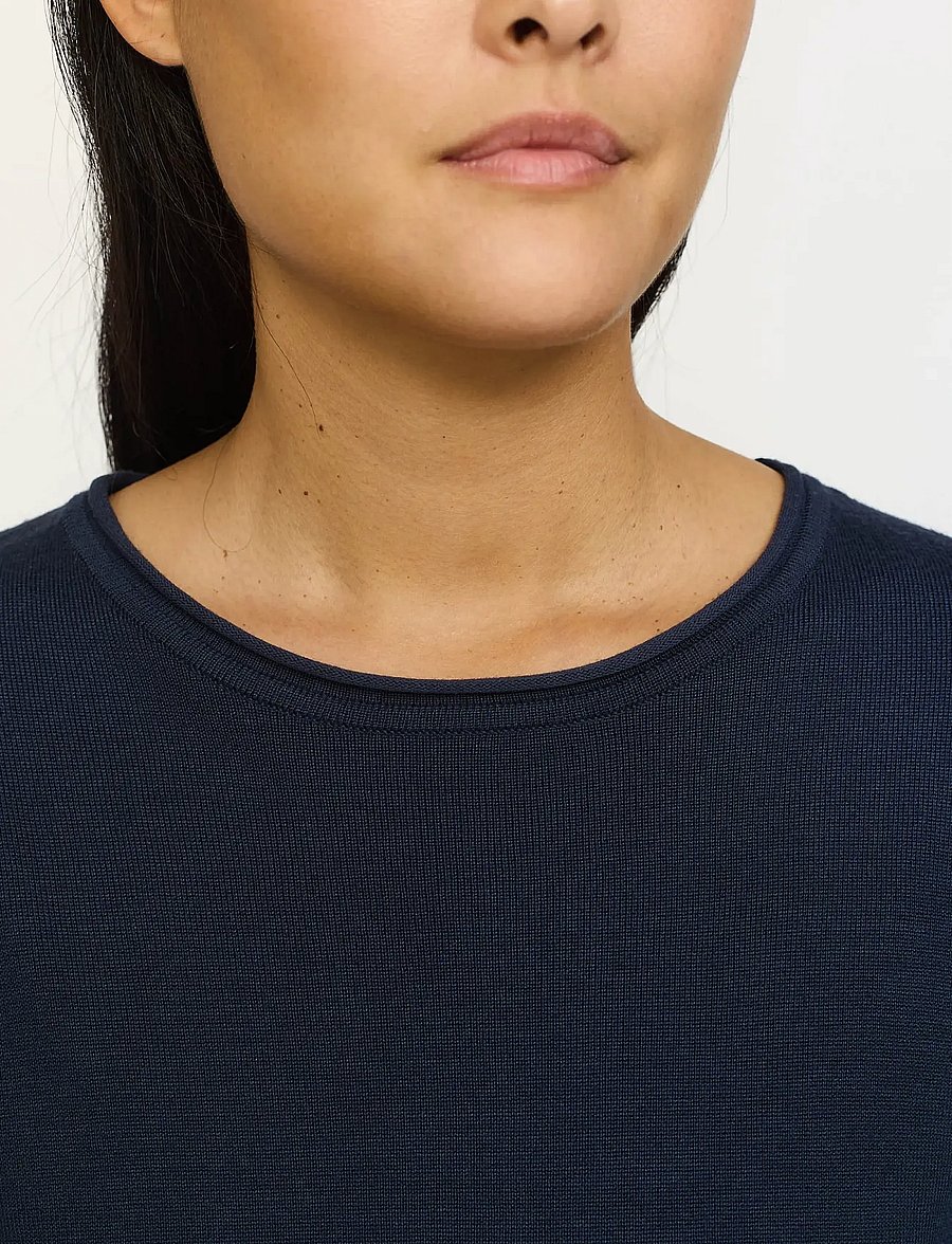 Soft Rebels - SRMarla O-neck Knit Roll Edge - stickade tröjor - total eclipse - 4