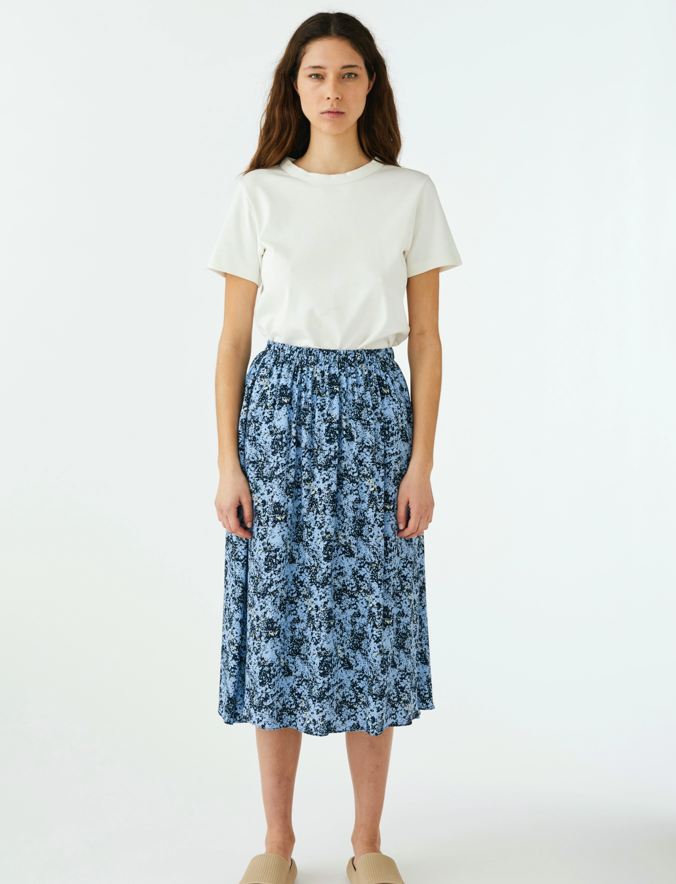 Soft Rebels - SRAviaja Midi Skirt - microscopic print placid blue - 2