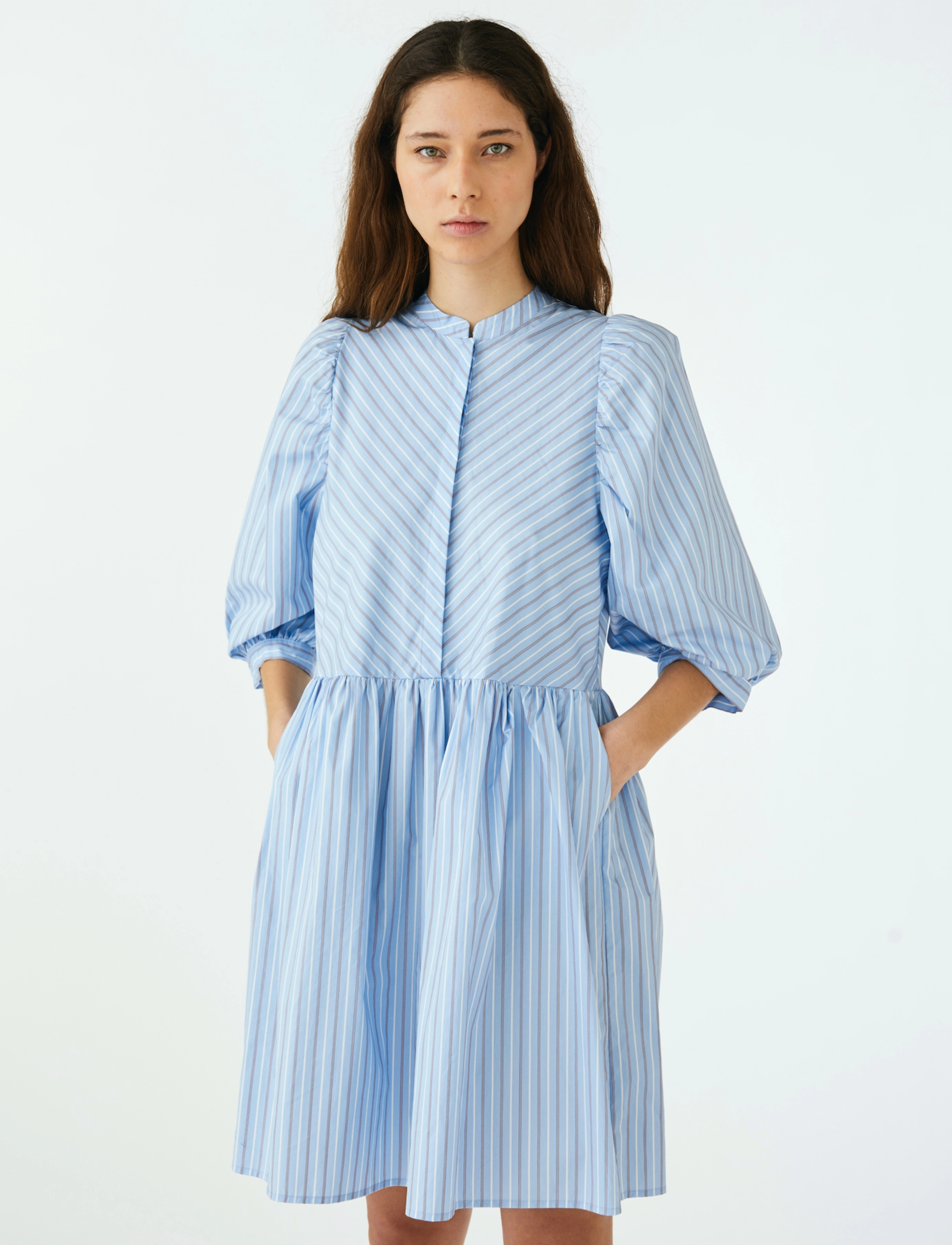 Soft Rebels - SREditta Dress - two tone stripes placid blue - 2