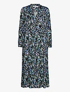 SREmber Midi Dress - MULTI POP FLOWER AZURE BLUE PRINT