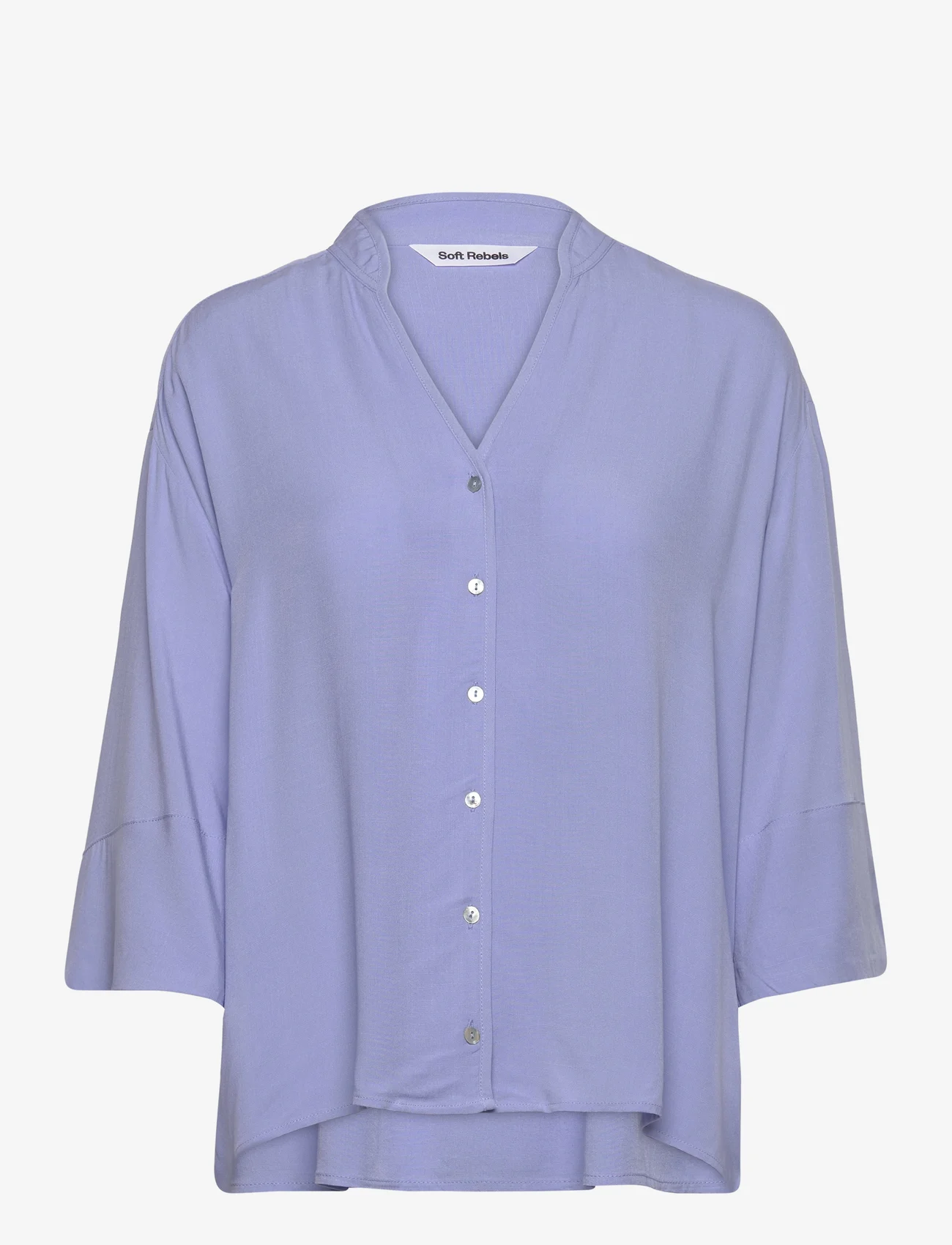 Soft Rebels - SRPansy Wide Shirt - långärmade blusar - hydrangea - 0