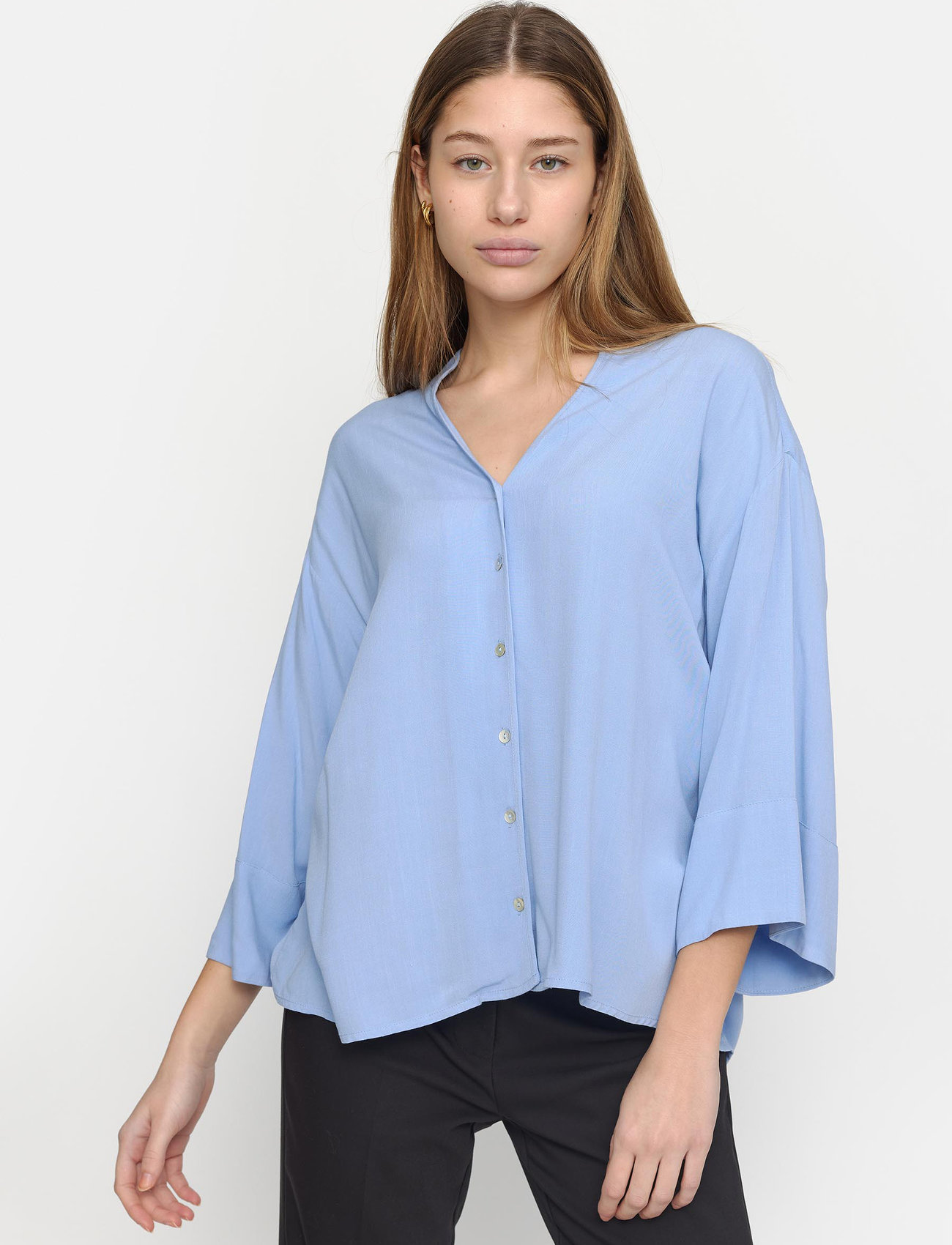 Soft Rebels - SRPansy Wide Shirt - blouses met lange mouwen - hydrangea - 0