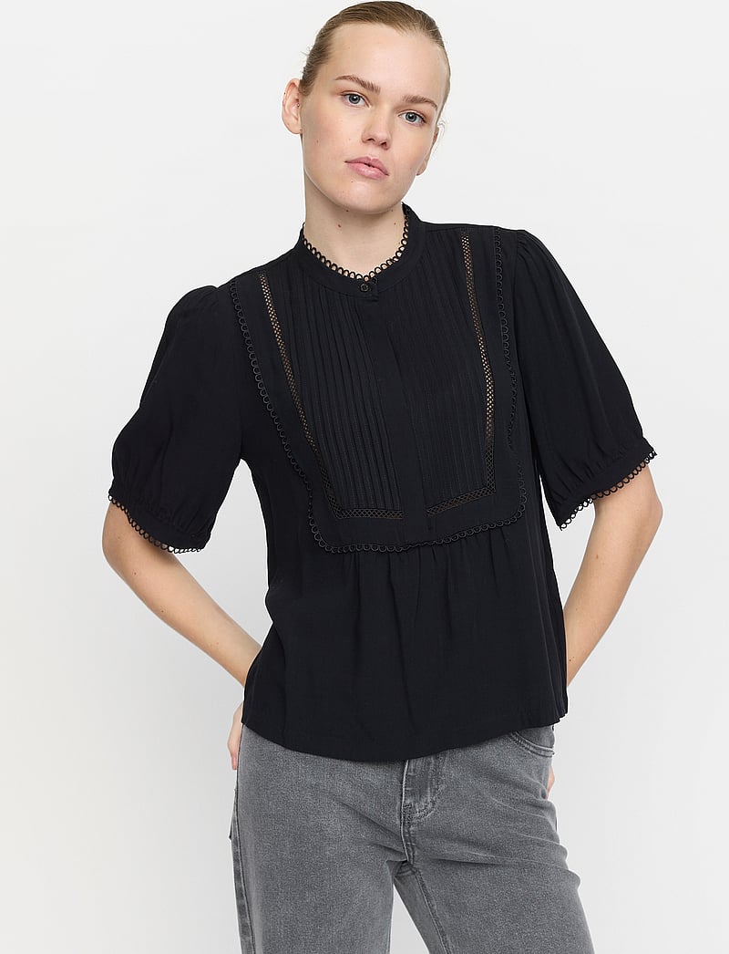 Soft Rebels - SRLinda Blouse - kortärmade blusar - black - 0