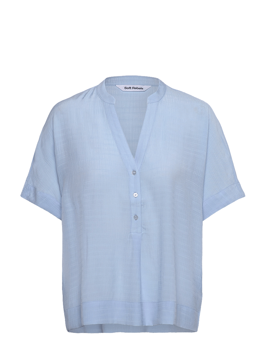 Soft Rebels - SRBailey SS Blouse - kurzärmelige blusen - windsurfer - 1