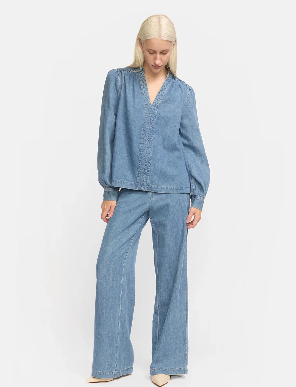 Soft Rebels - SRChristy Blouse - denimskjorter - greyish light blue - 0