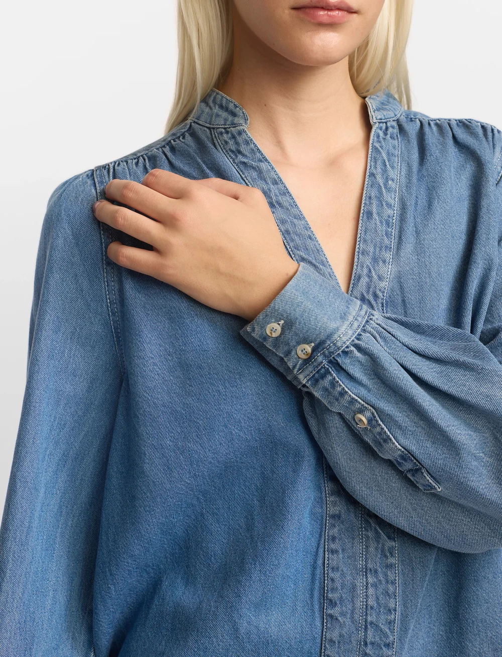 Soft Rebels - SRChristy Blouse - denimskjorter - greyish light blue - 4