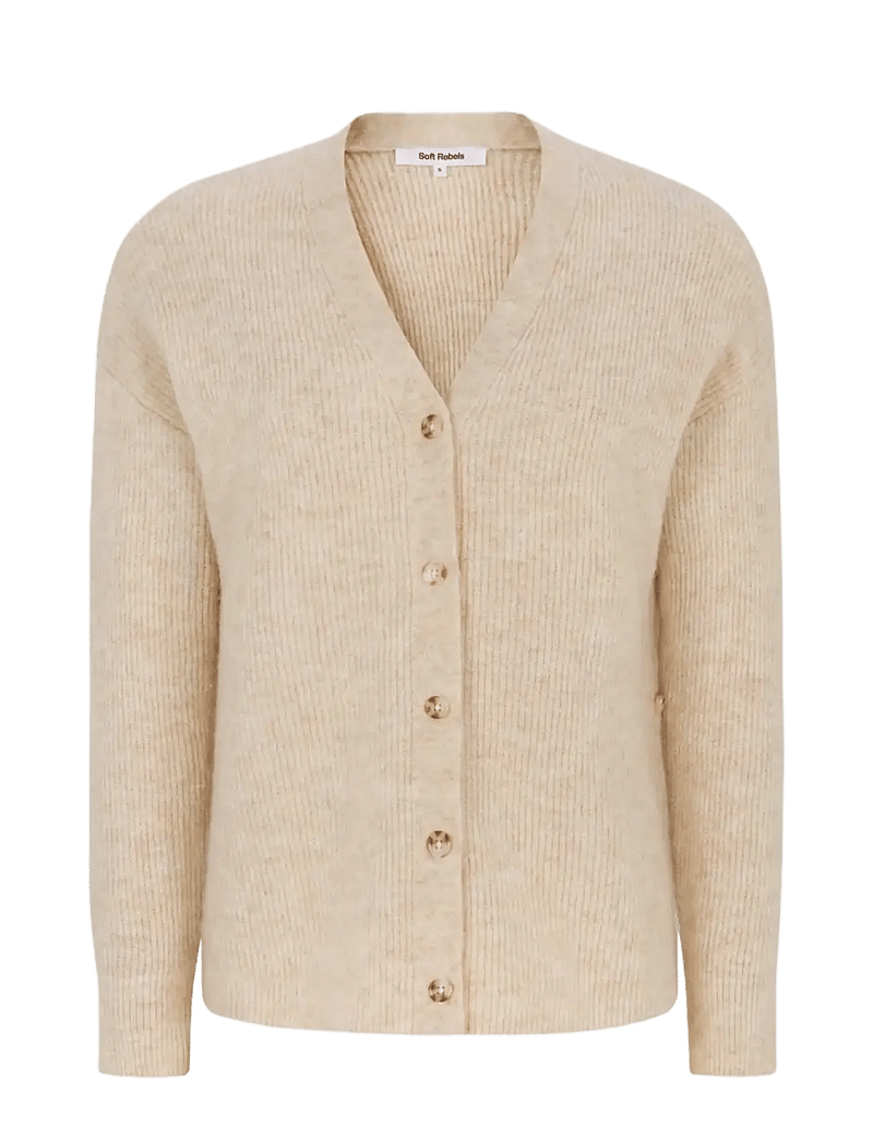 Soft Rebels - SRAlliy Cardigan Knit RWS - cardigans - wood ash melange - 1