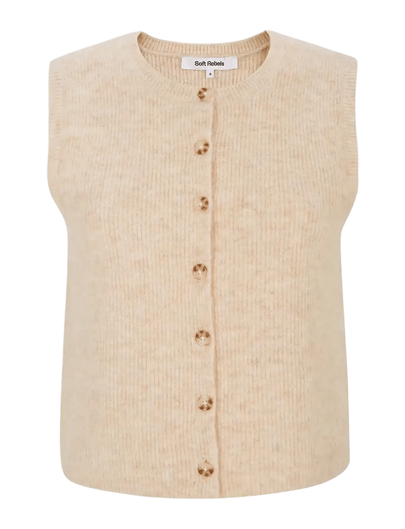 Soft Rebels - SRAlliy Vest Knit RWS - strikveste - wood ash melange - 1