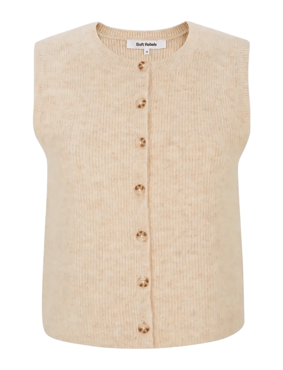 Soft Rebels - SRAlliy Vest Knit RWS - strickwesten - wood ash melange - 1